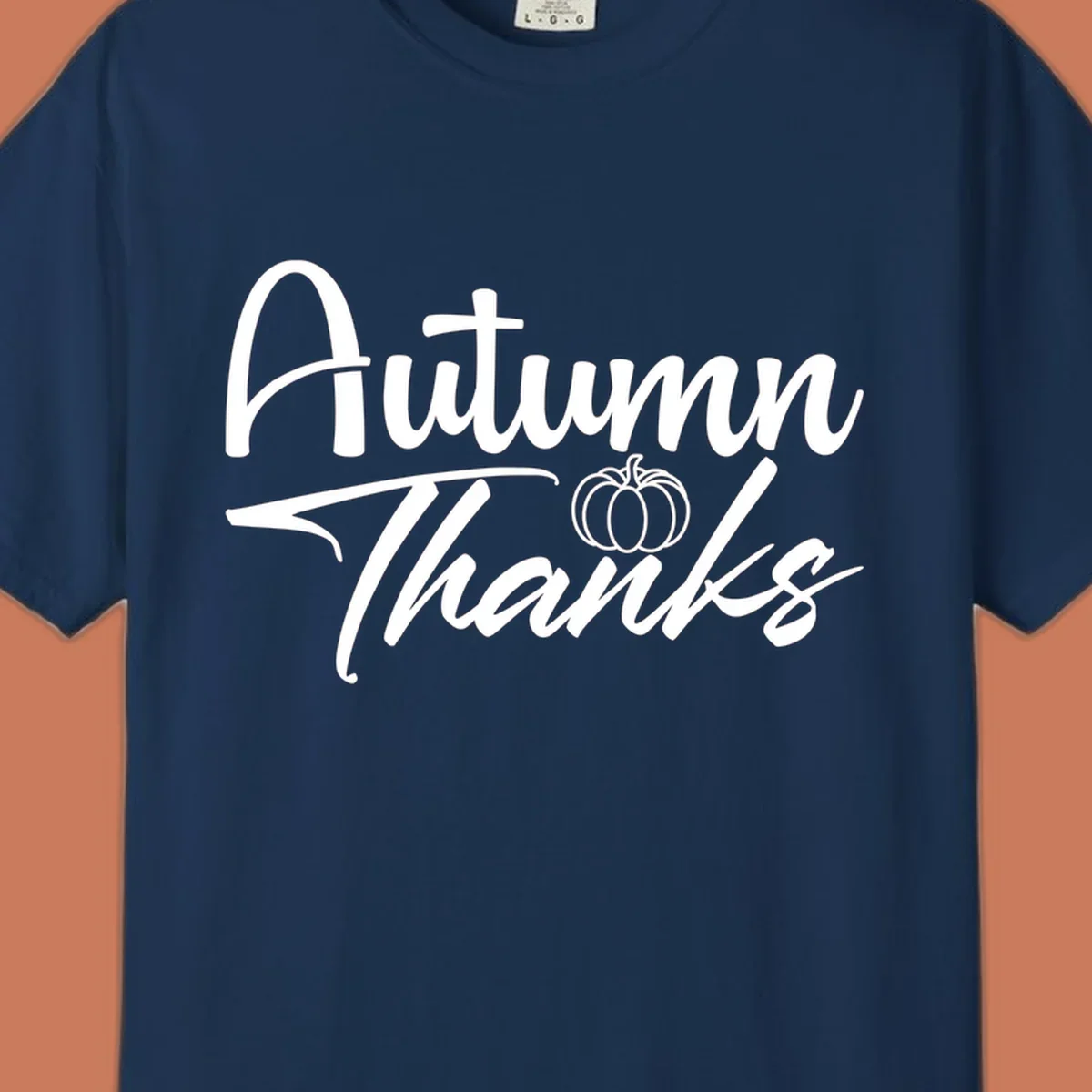 Autumn Thanks script text with a pumpkin illustration, autumn-thanks-pumpkin design.