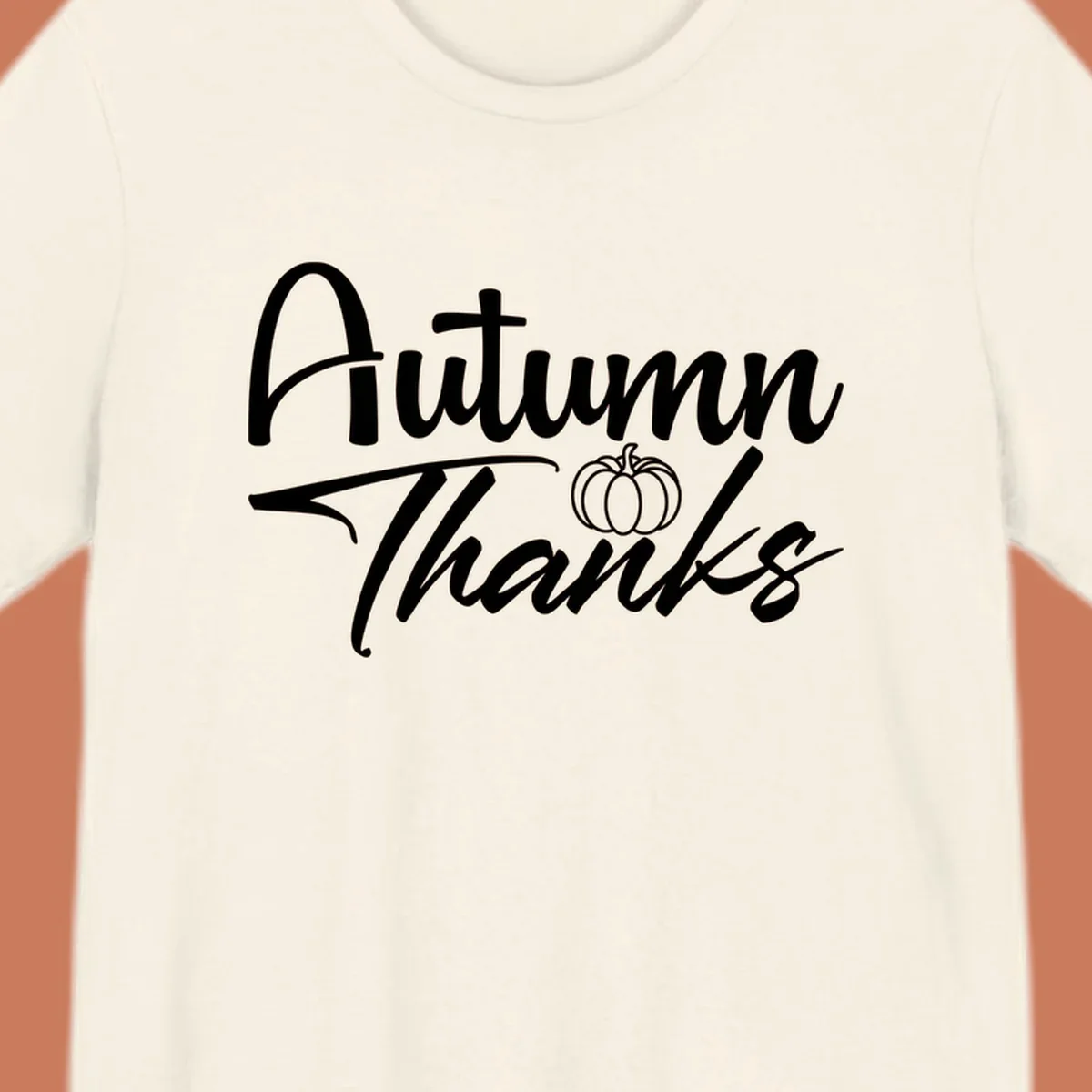 Autumn Thanks script text with a pumpkin illustration, autumn-thanks-pumpkin design.