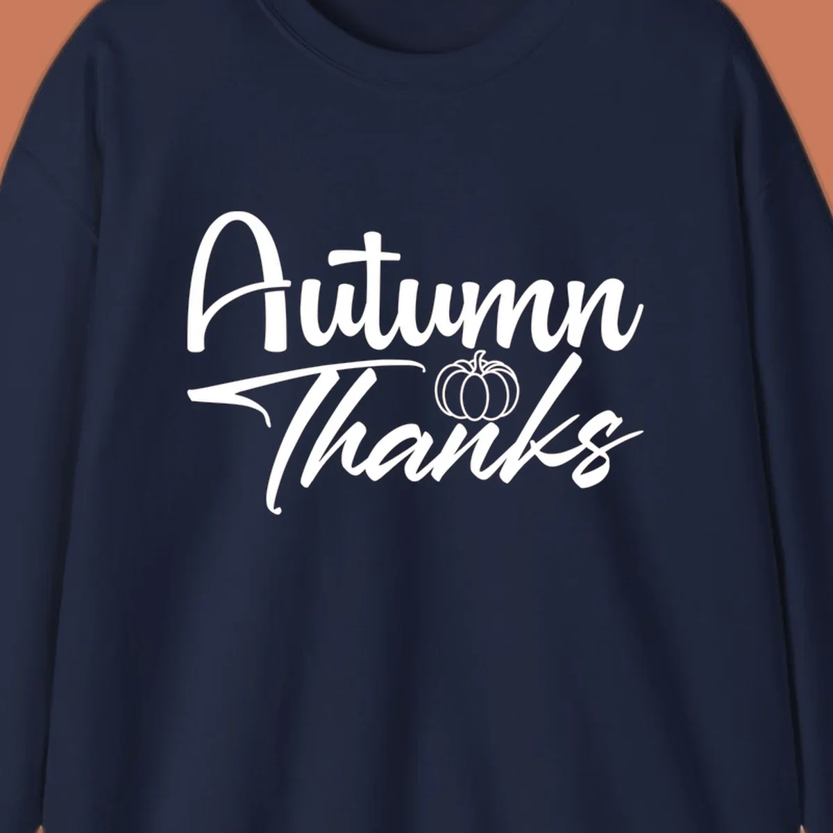 Autumn Thanks script text with a pumpkin illustration, autumn-thanks-pumpkin design.