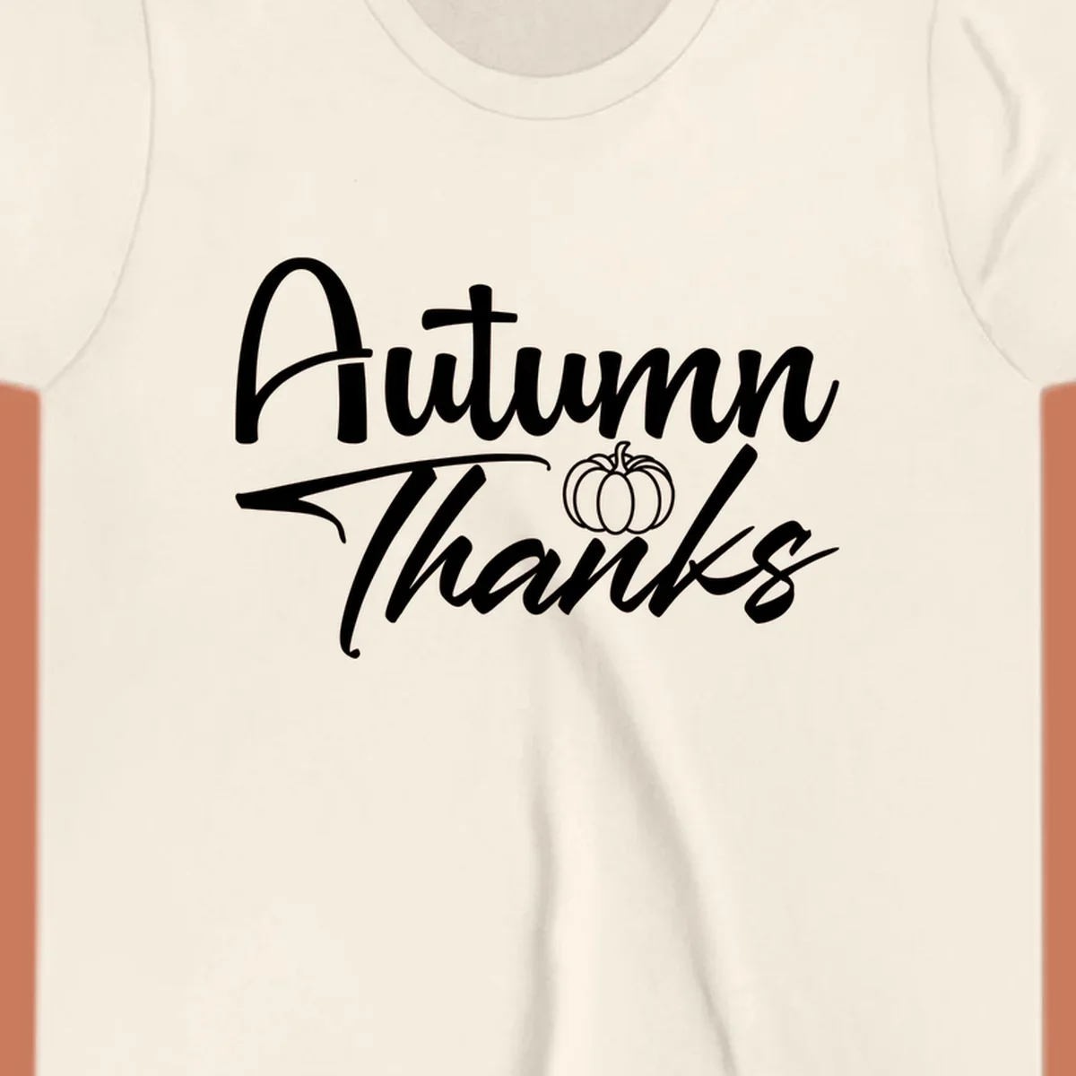 Autumn Thanks script text with a pumpkin illustration, autumn-thanks-pumpkin design.