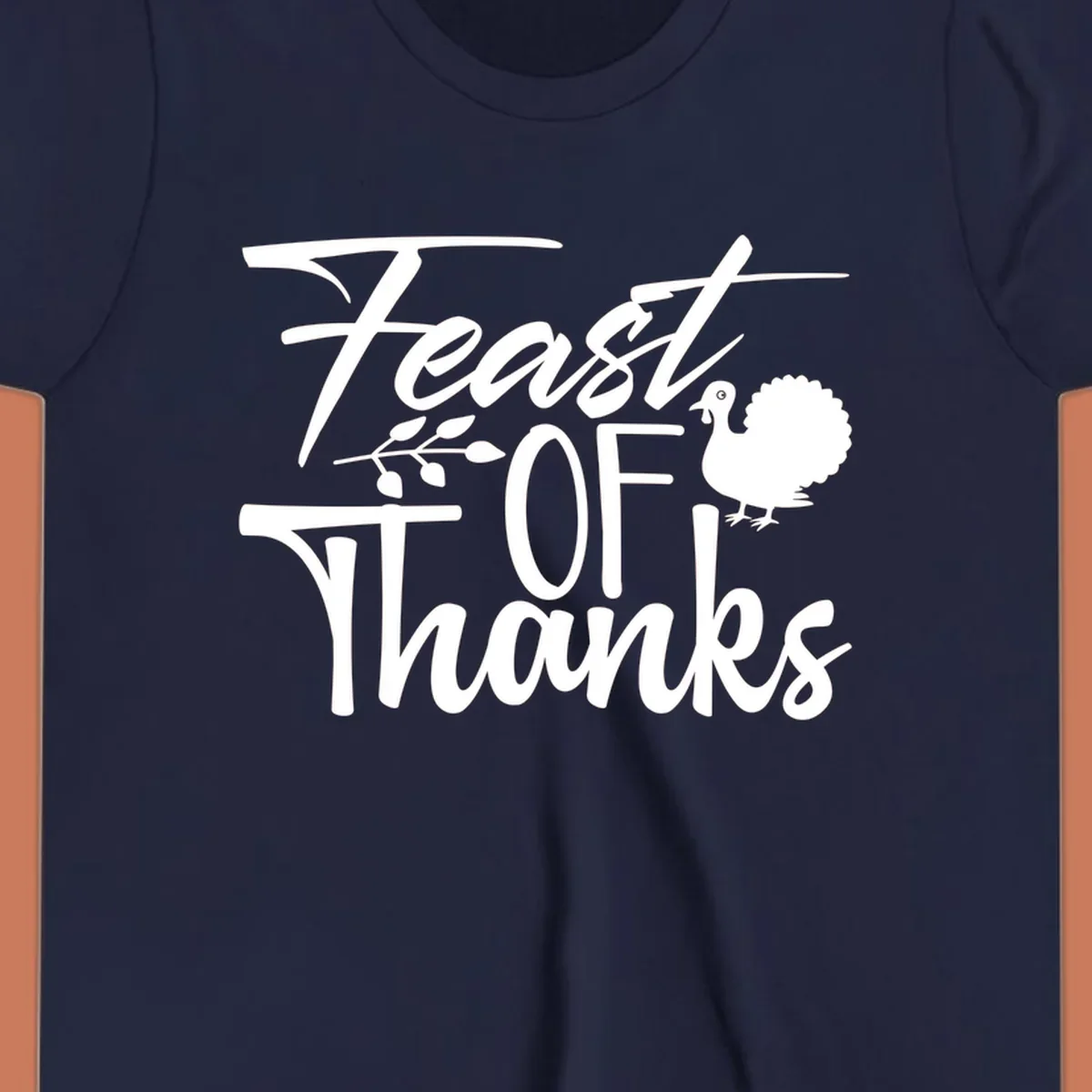 Feast Of Thanks typography design with a turkey illustration.