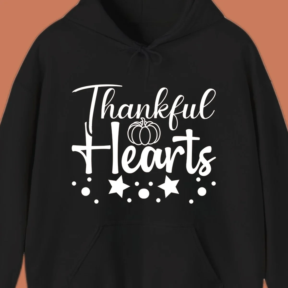 Thankful Hearts fall design with pumpkin and stars.