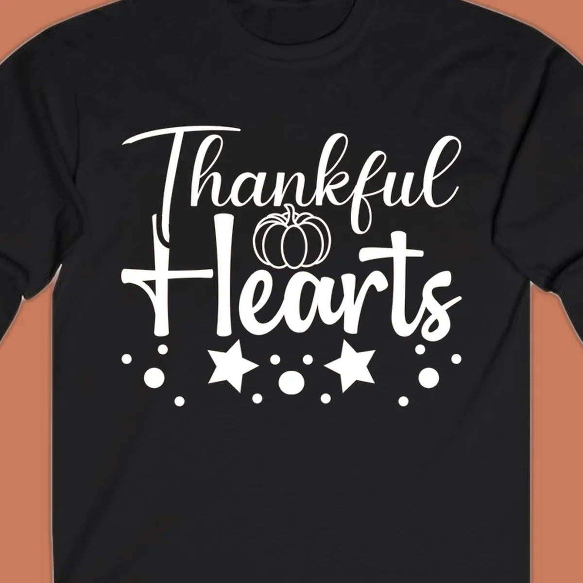 Thankful Hearts fall design with pumpkin and stars.