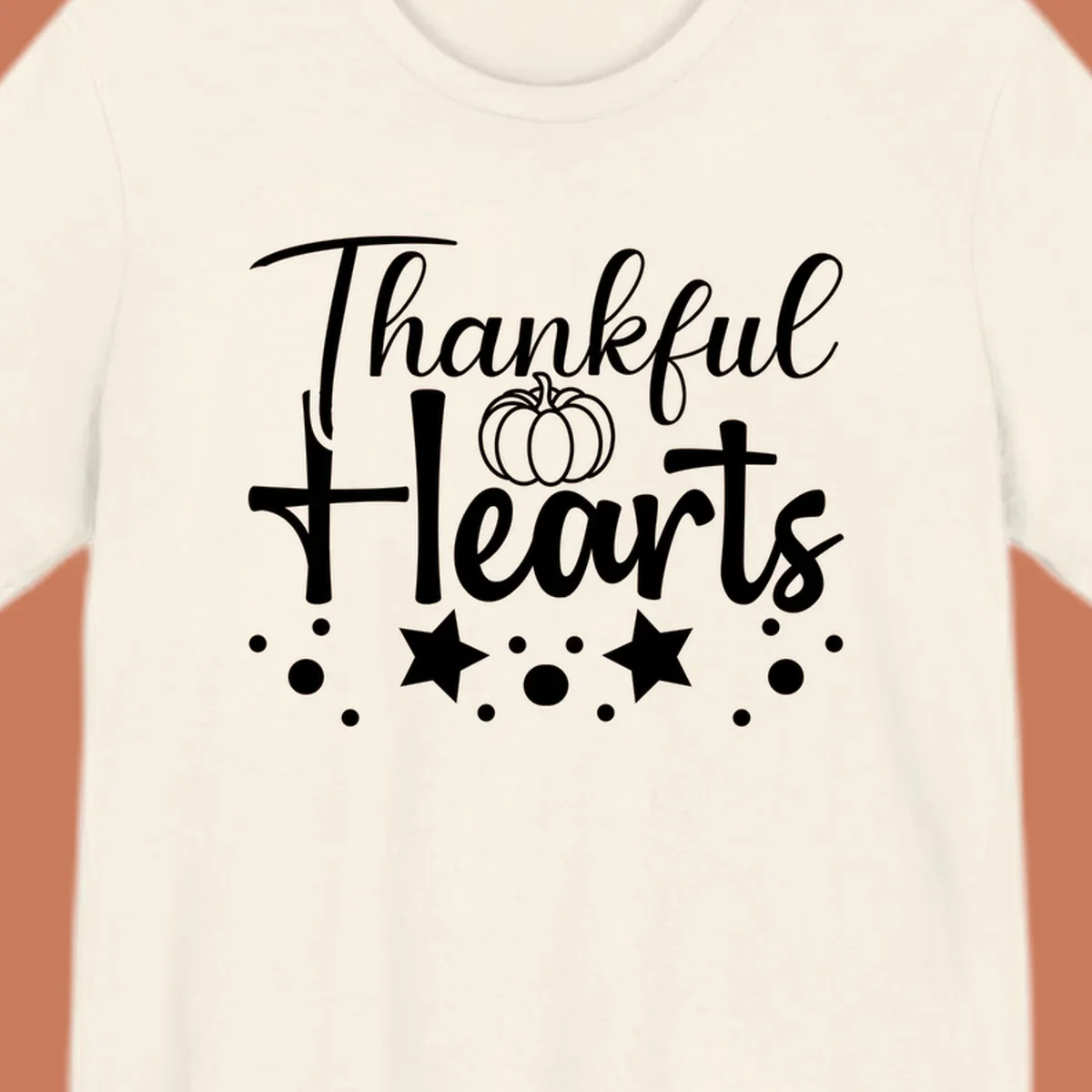 Thankful Hearts fall design with pumpkin and stars.