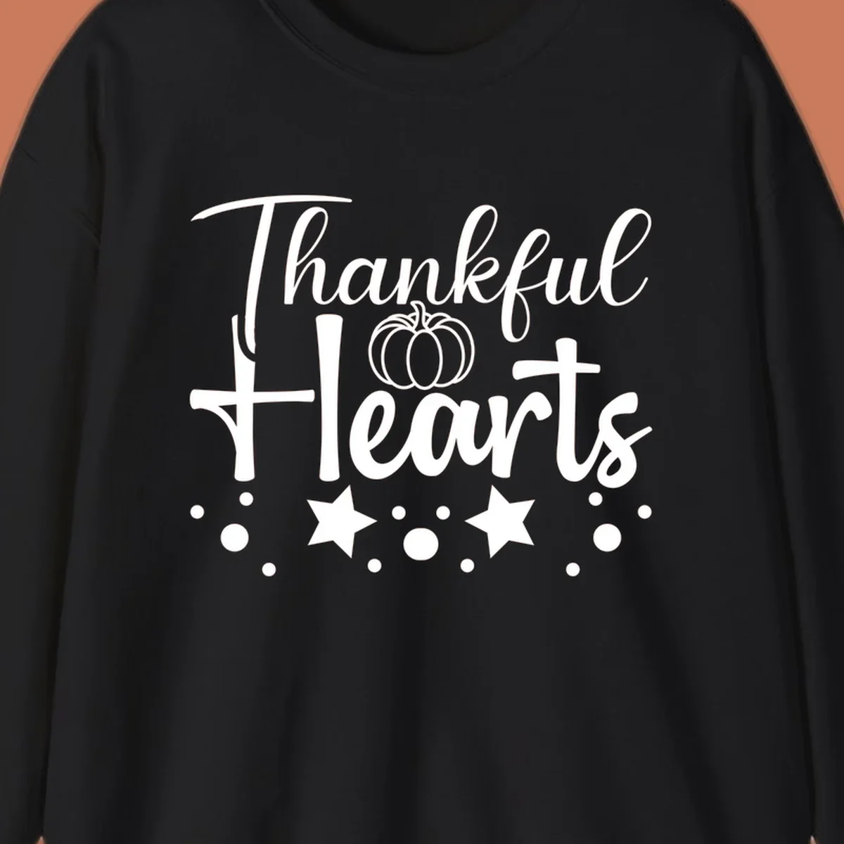 Thankful Hearts fall design with pumpkin and stars.