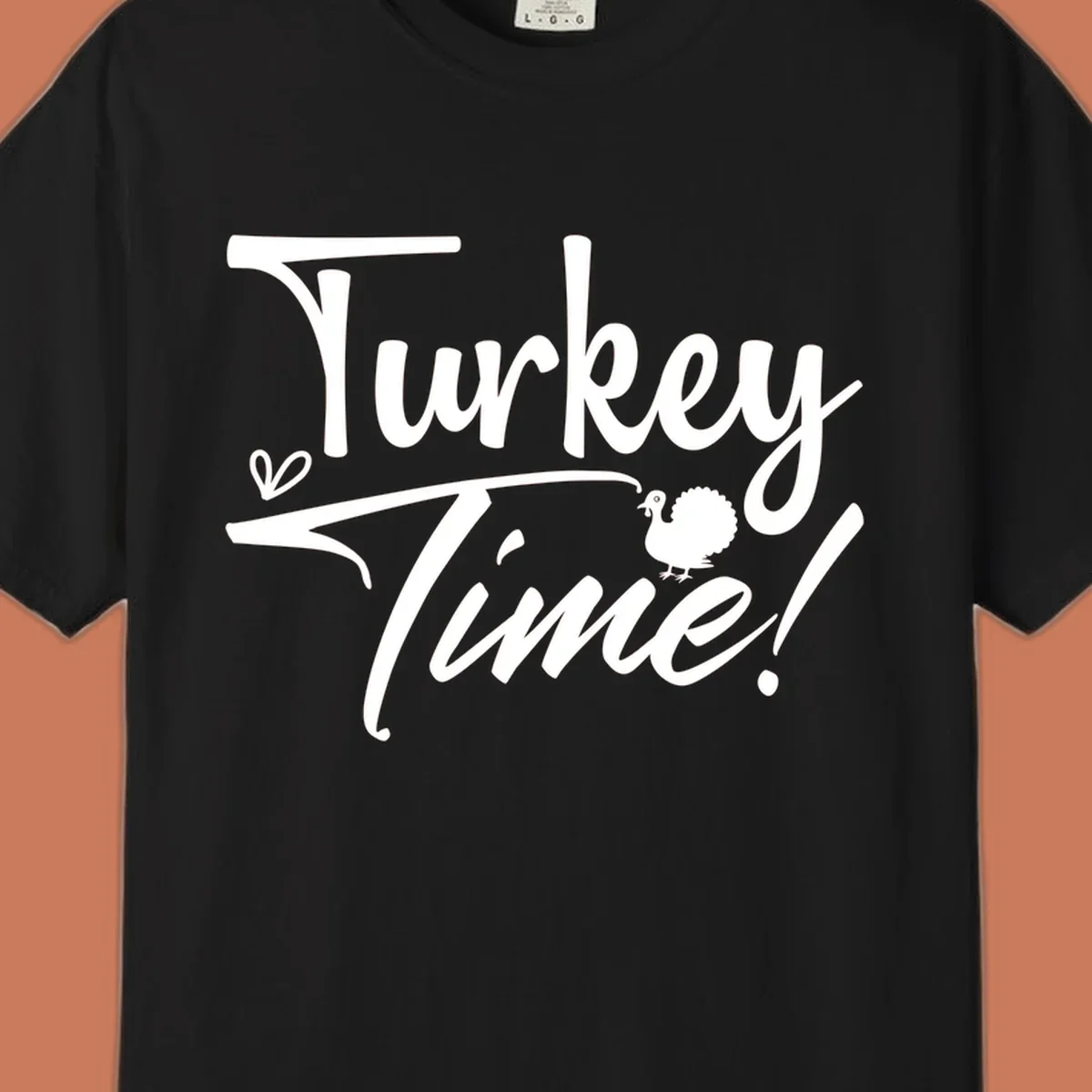 Turkey Time! graphic with heart and turkey illustration