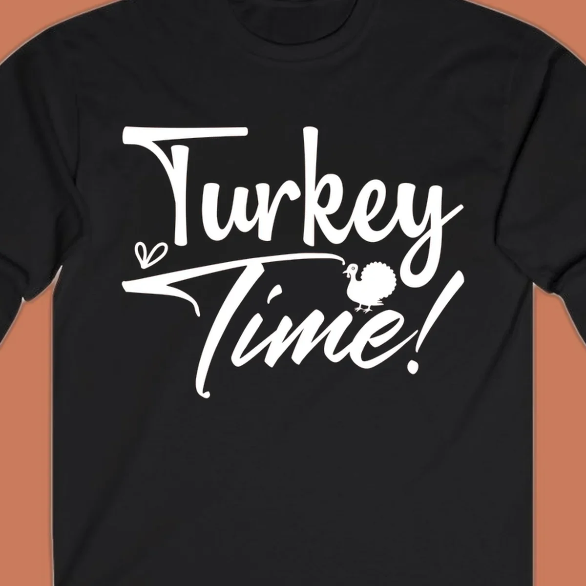 Turkey Time! graphic with heart and turkey illustration