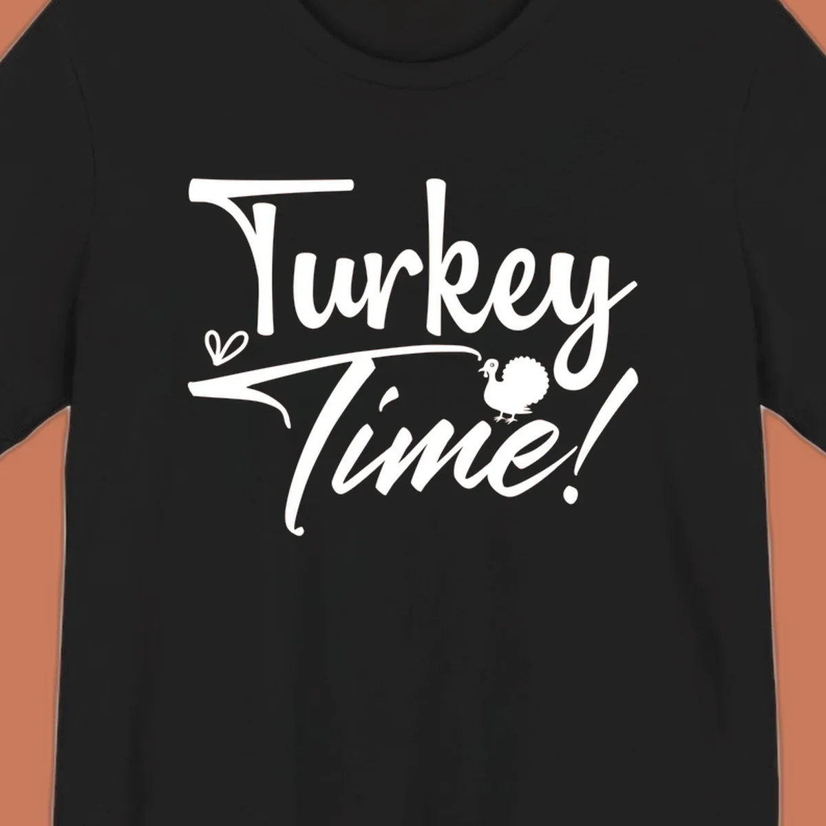 Turkey Time! graphic with heart and turkey illustration