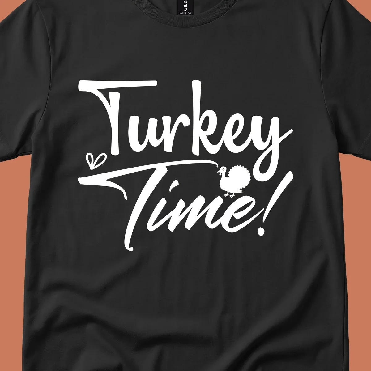 Turkey Time! graphic with heart and turkey illustration