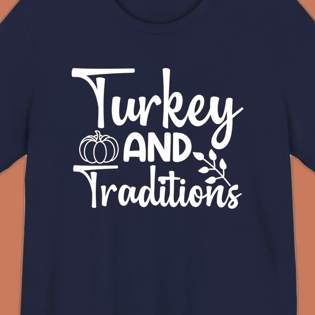 Thanksgiving traditions text and illustrations with pumpkin and leaves.