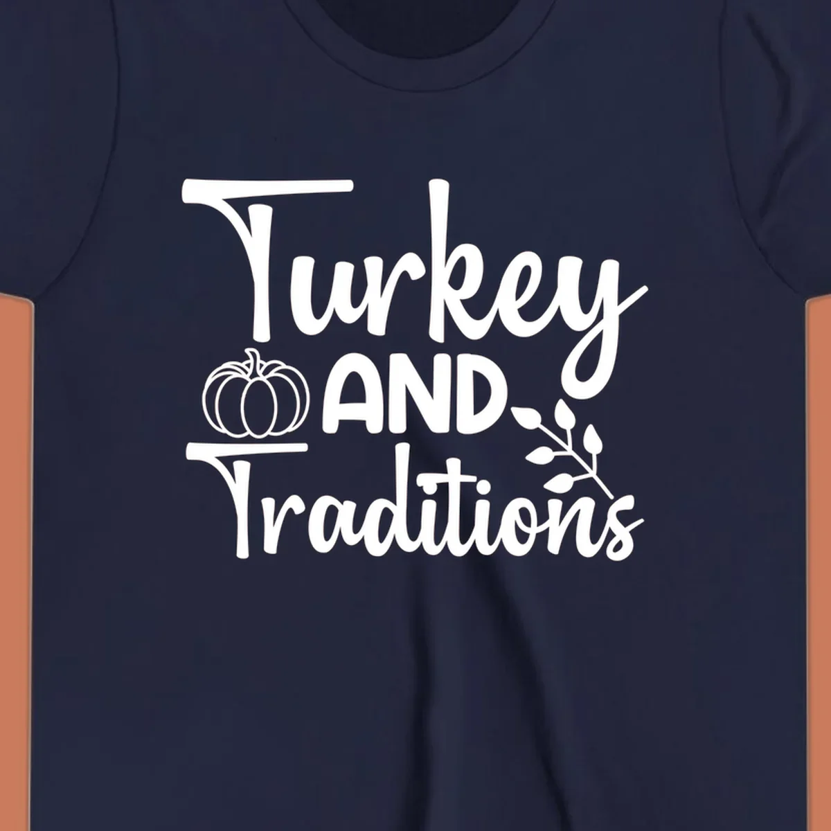 Thanksgiving traditions text and illustrations with pumpkin and leaves.