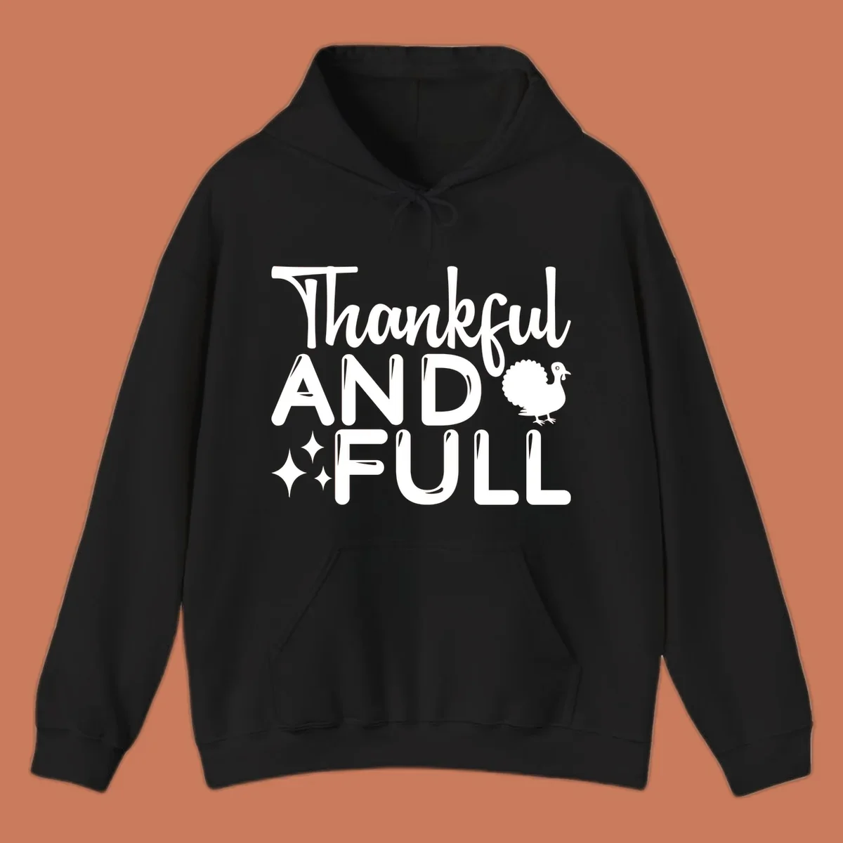 Thankful and full design with turkey and sparkles