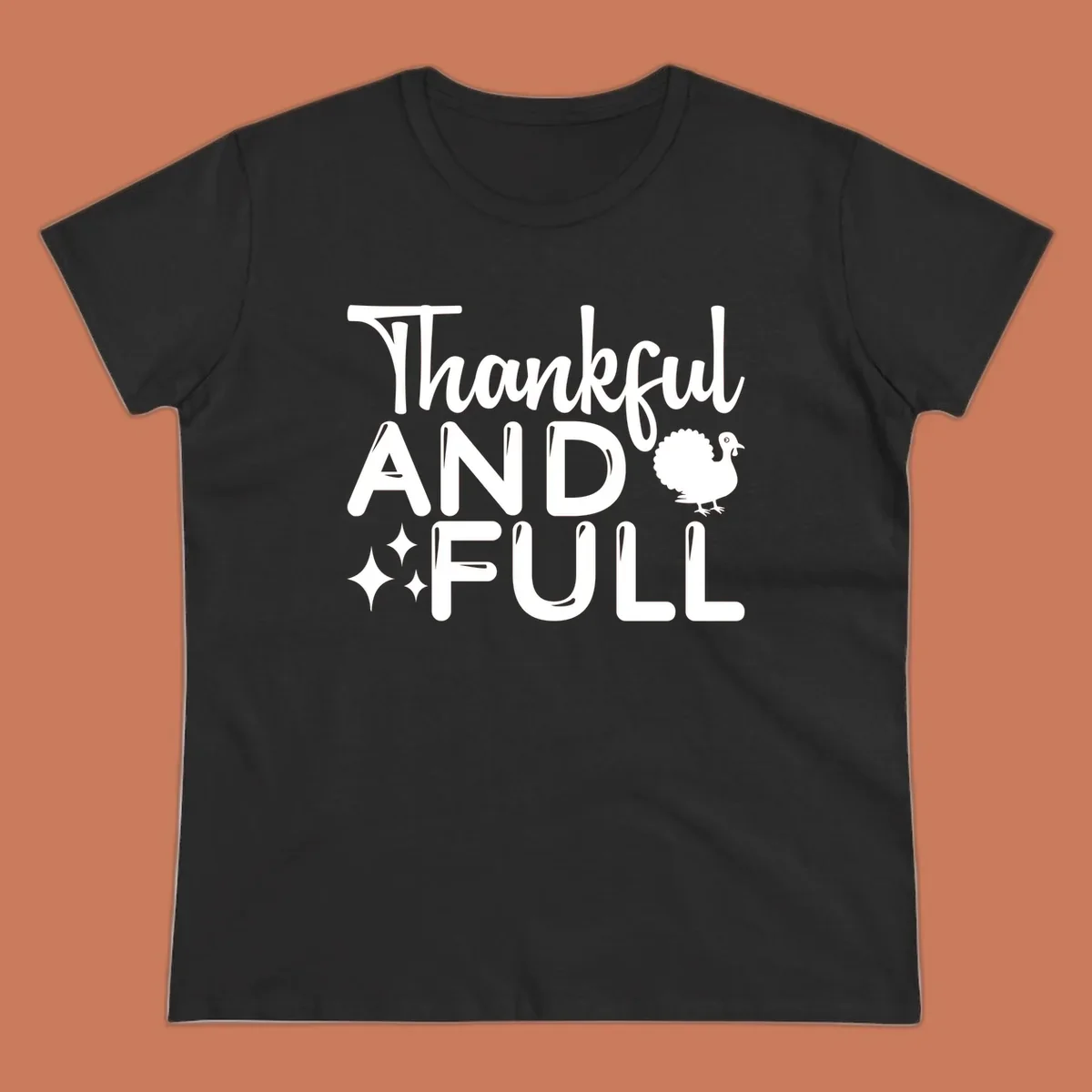 Thankful and full design with turkey and sparkles