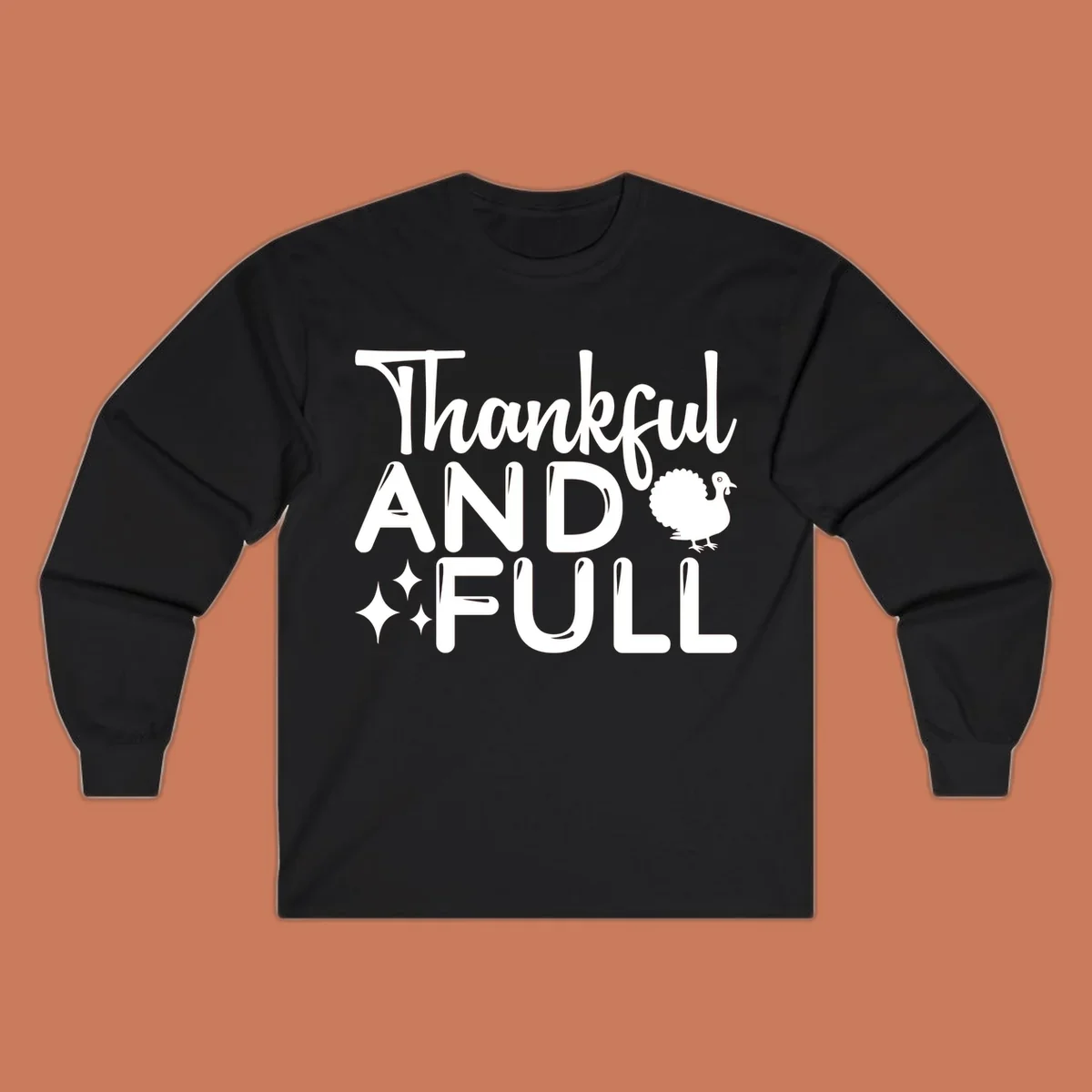 Thankful and full design with turkey and sparkles