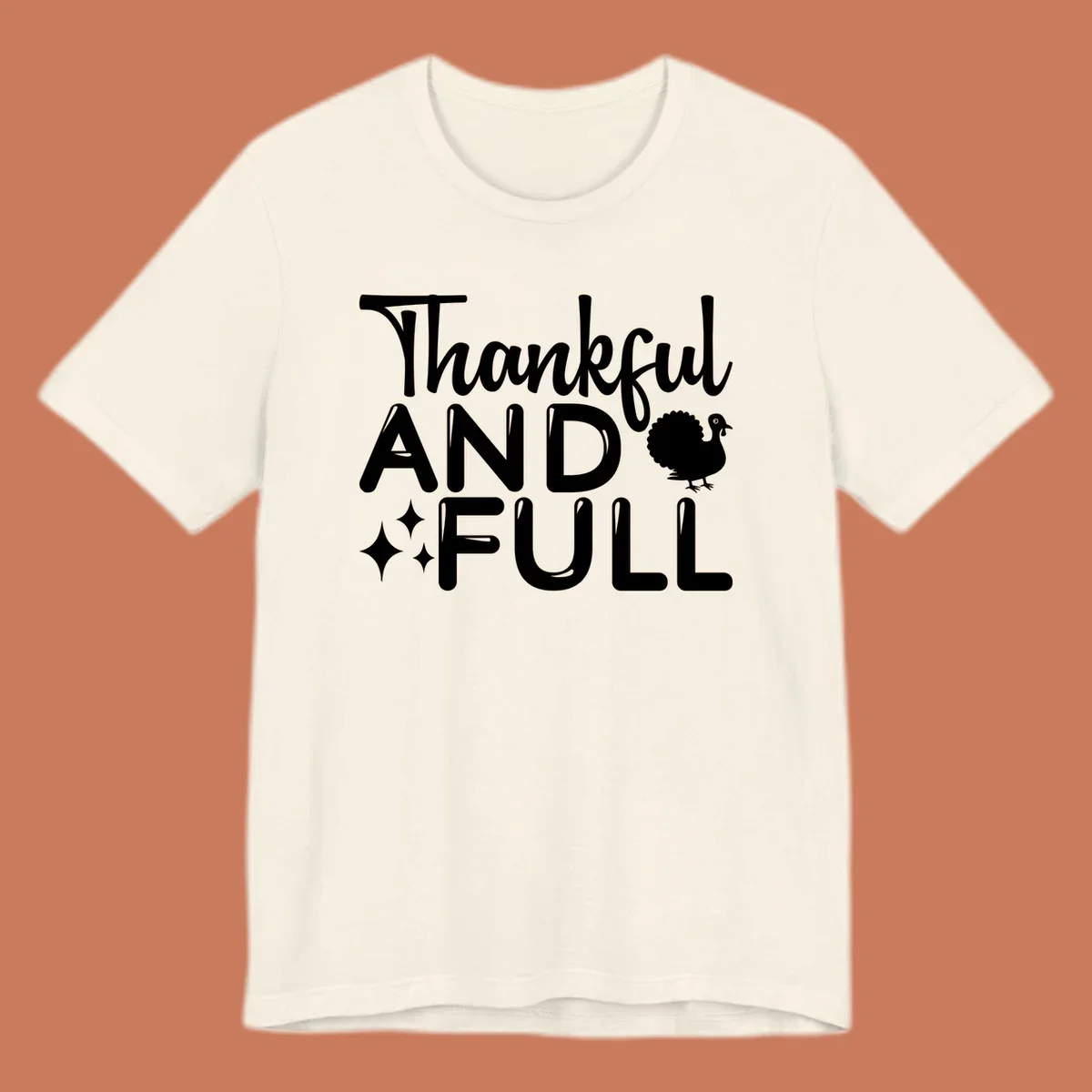 Thankful and full design with turkey and sparkles