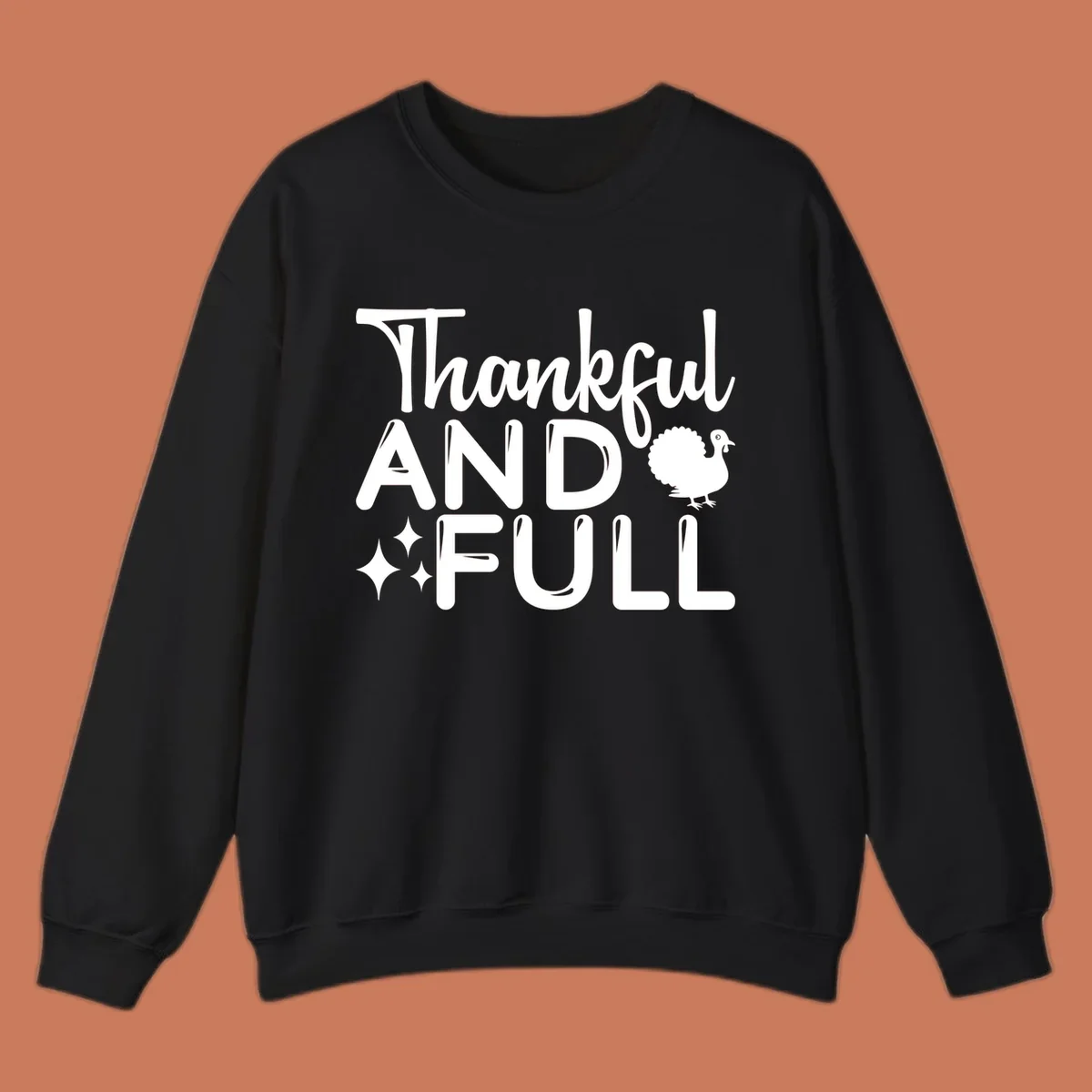 Thankful and full design with turkey and sparkles