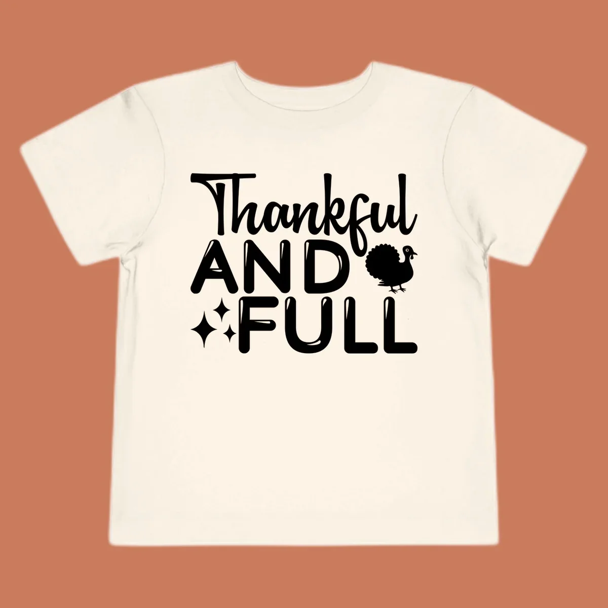 Thankful and full design with turkey and sparkles