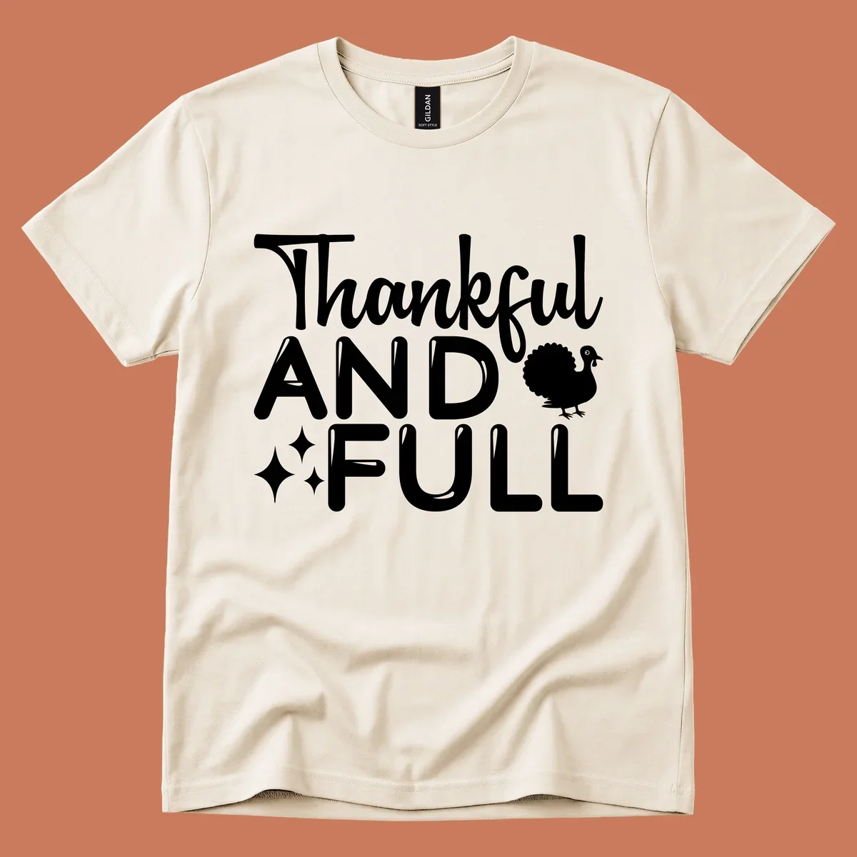 Thankful and full design with turkey and sparkles
