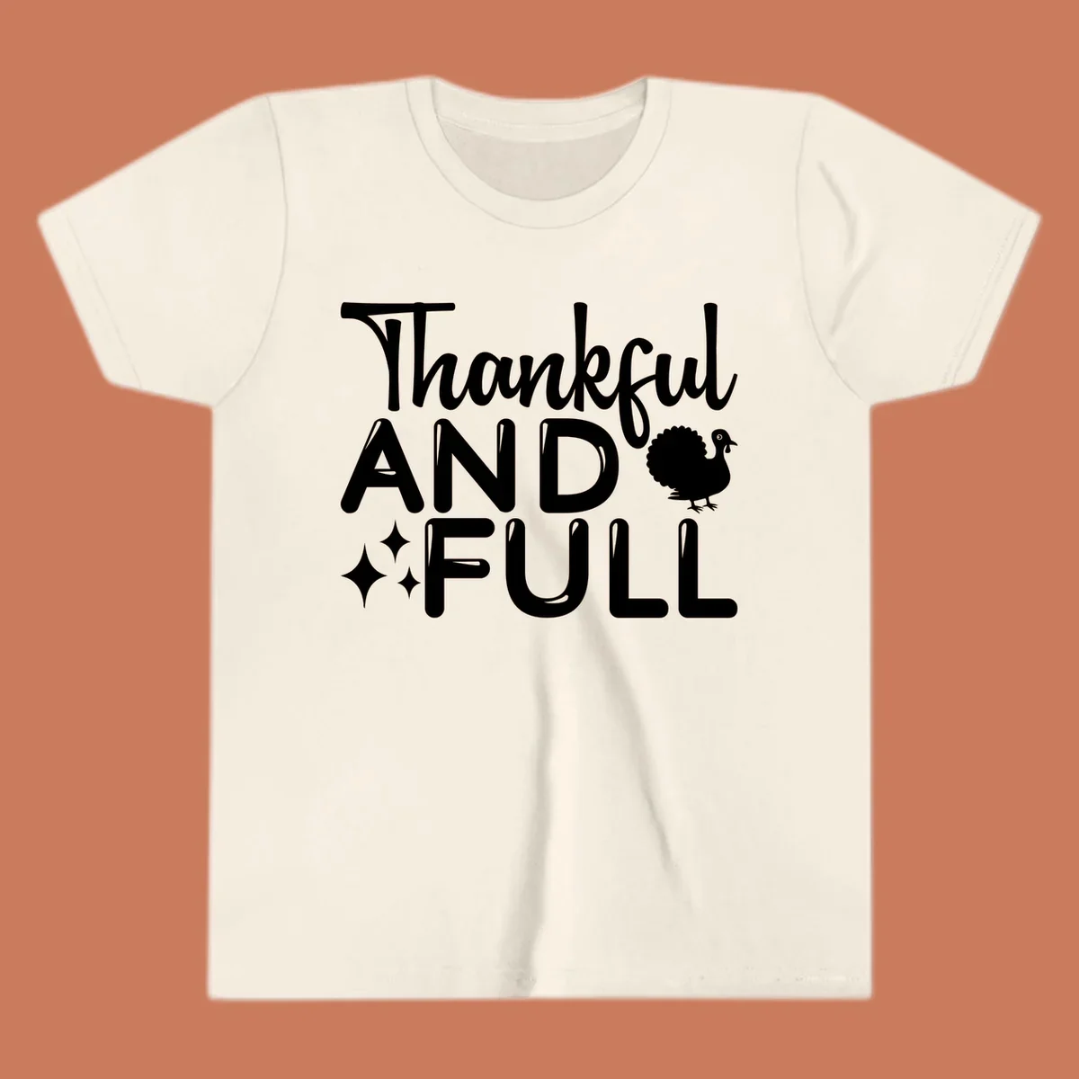 Thankful and full design with turkey and sparkles