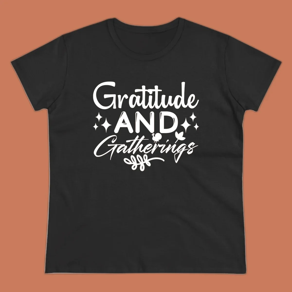 Gratitude and Gatherings text with star, turkey, and leaf elements. gratitude-gatherings.
