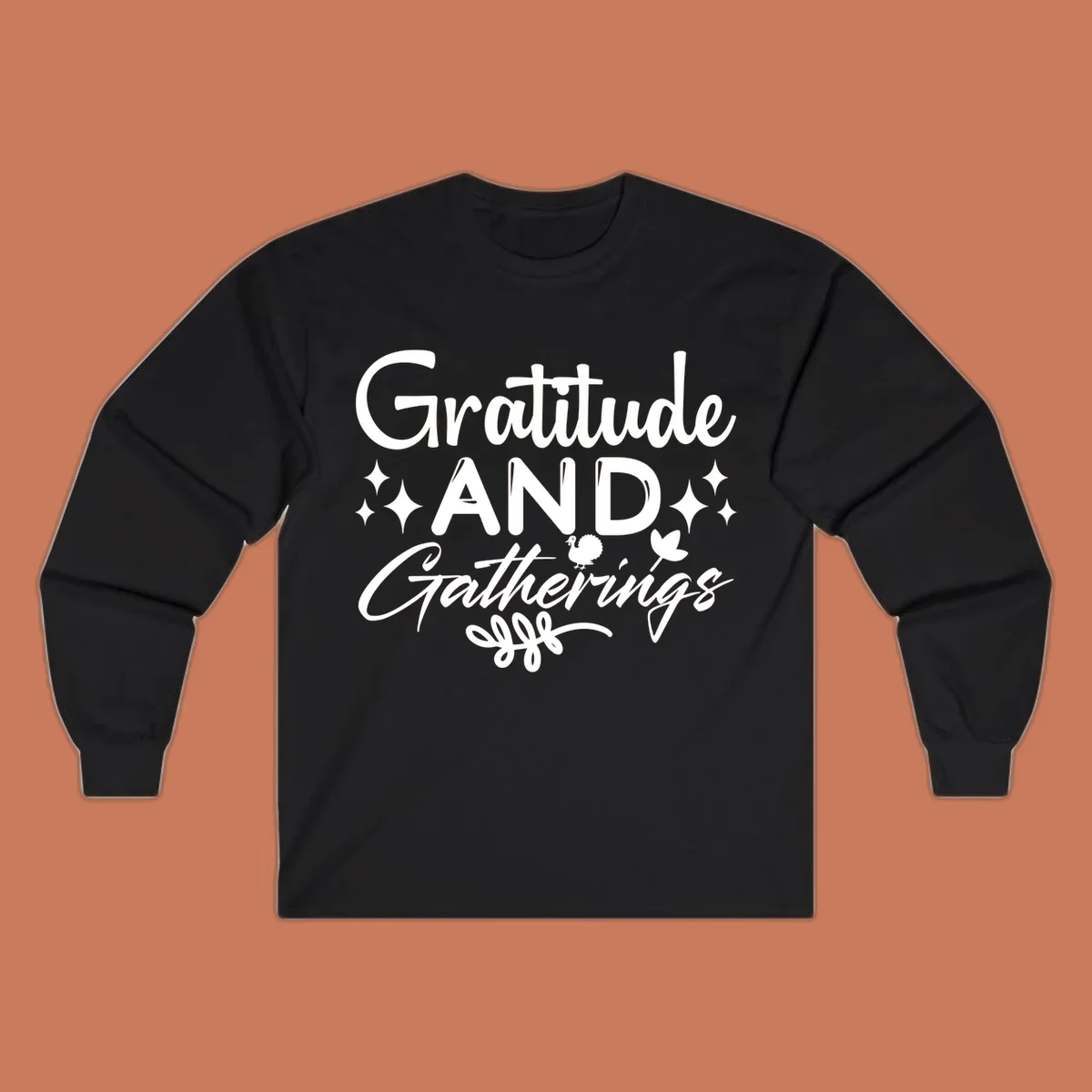 Gratitude and Gatherings text with star, turkey, and leaf elements. gratitude-gatherings.