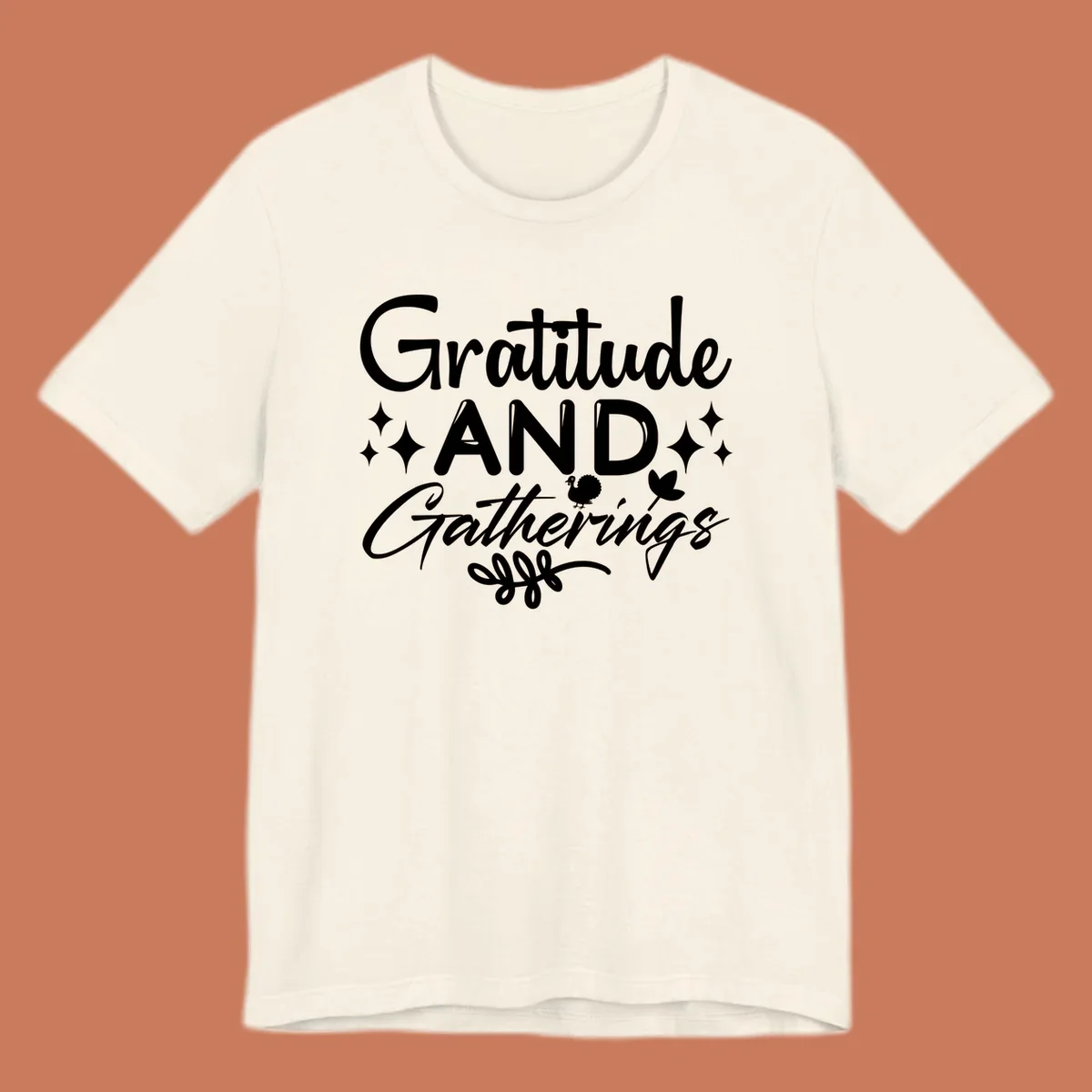 Gratitude and Gatherings text with star, turkey, and leaf elements. gratitude-gatherings.