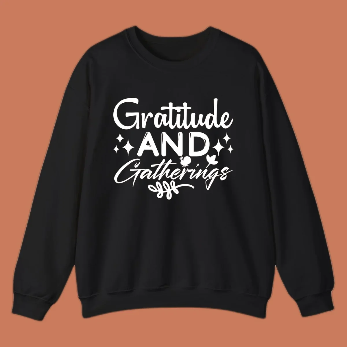 Gratitude and Gatherings text with star, turkey, and leaf elements. gratitude-gatherings.