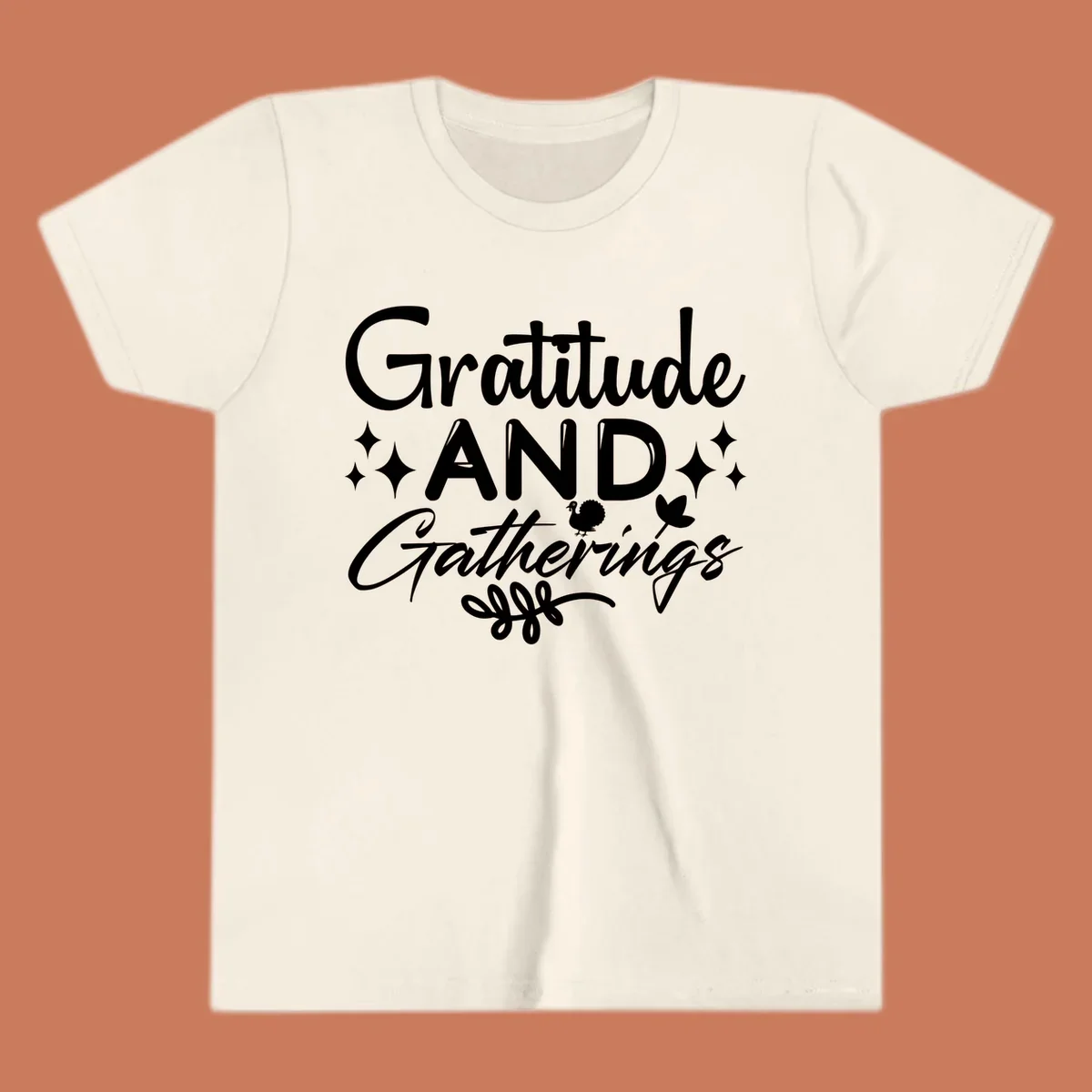 Gratitude and Gatherings text with star, turkey, and leaf elements. gratitude-gatherings.