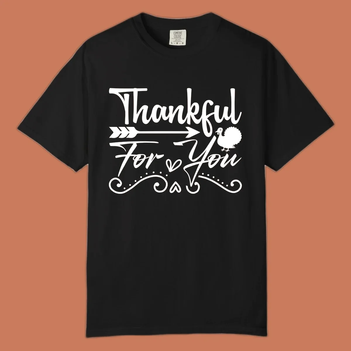 Thankful For You thanksgiving turkey arrow calligraphy design.