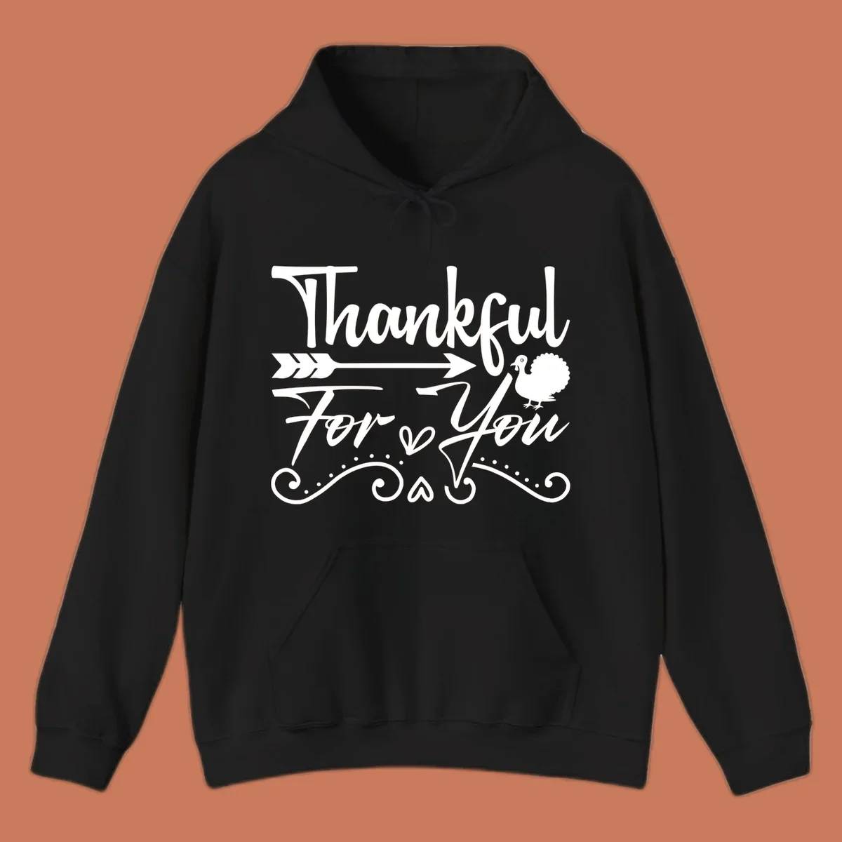 Thankful For You thanksgiving turkey arrow calligraphy design.