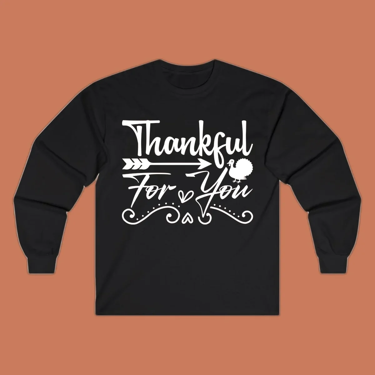 Thankful For You thanksgiving turkey arrow calligraphy design.