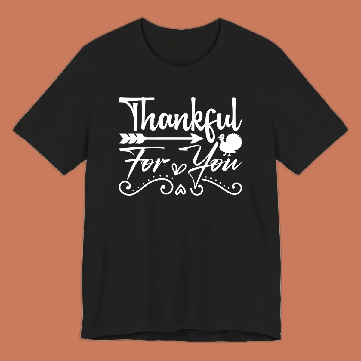 Thankful For You thanksgiving turkey arrow calligraphy design.