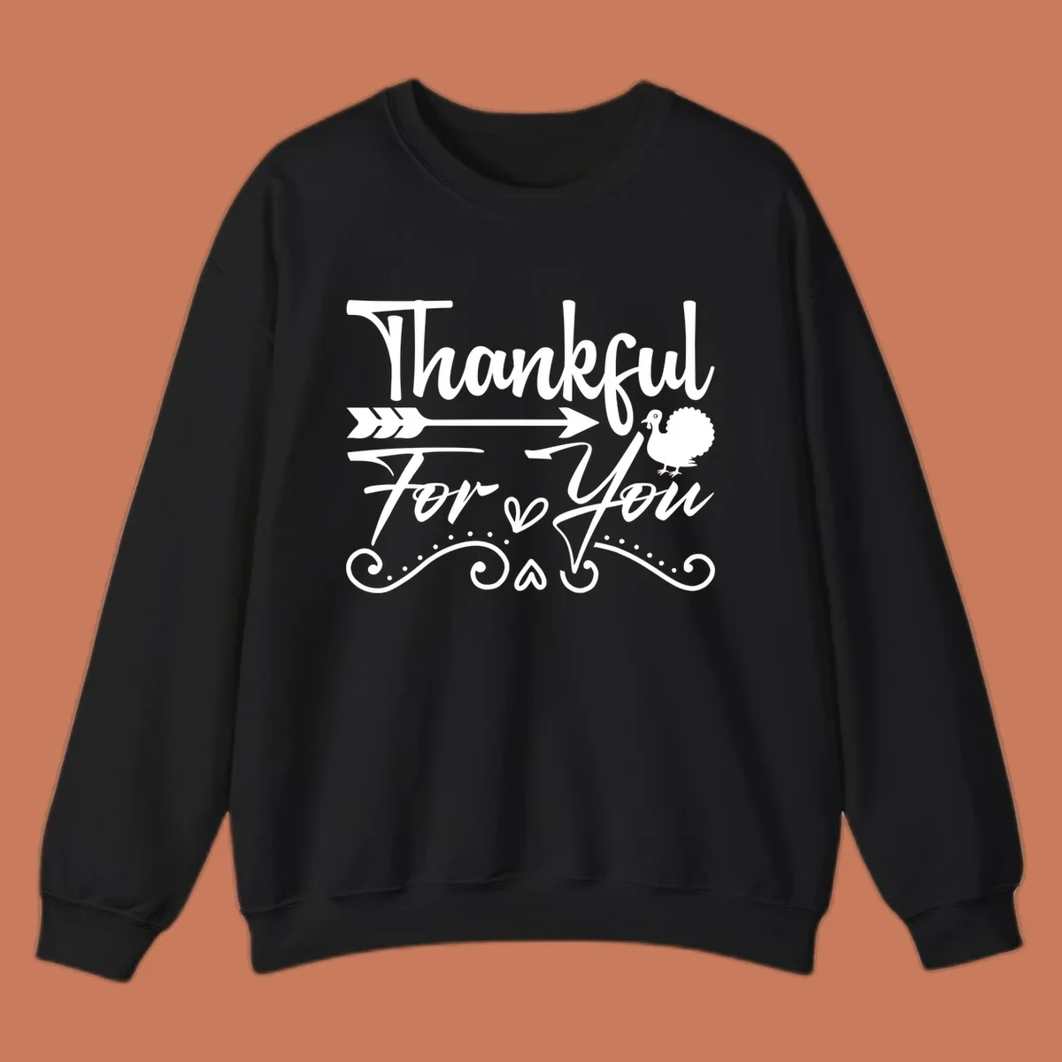 Thankful For You thanksgiving turkey arrow calligraphy design.
