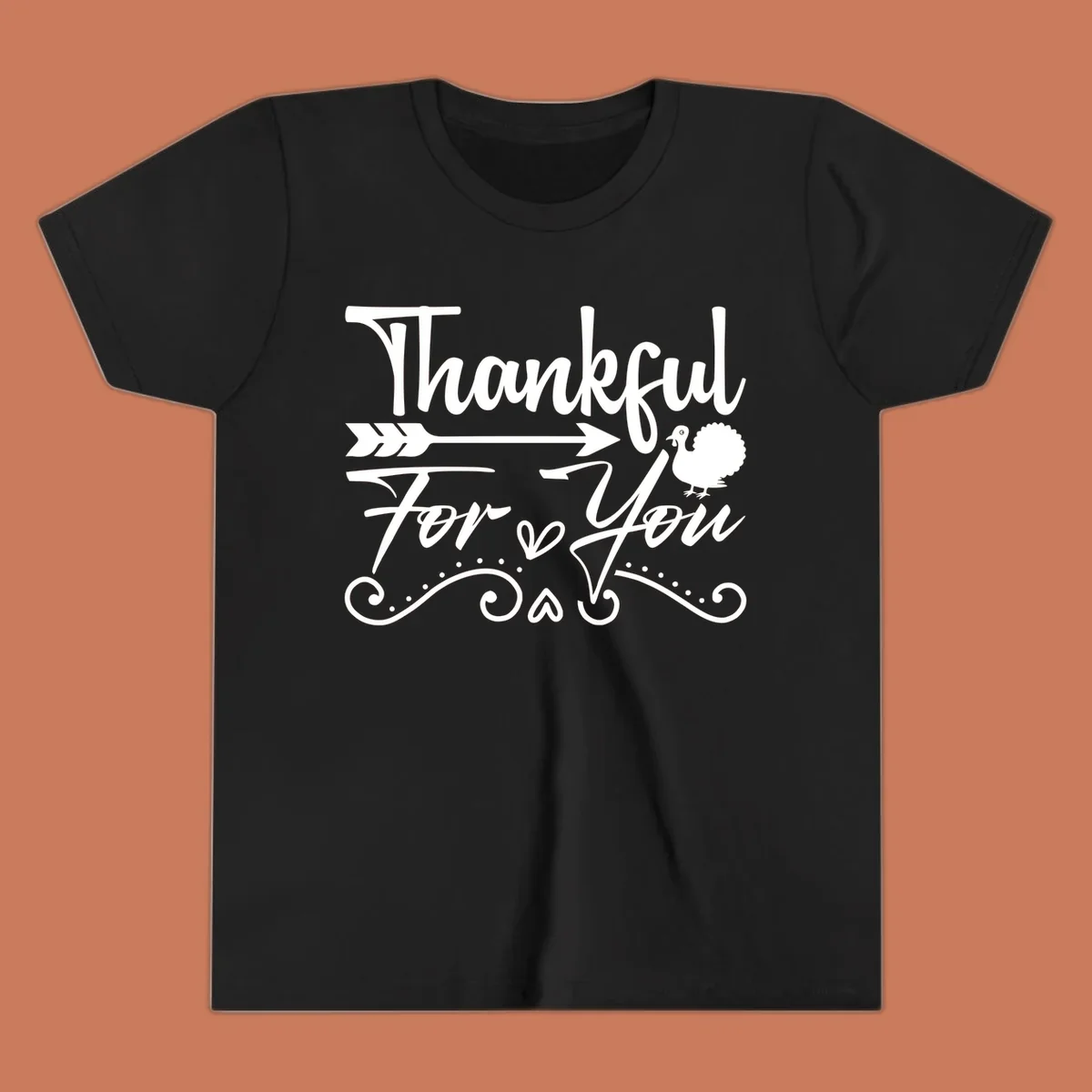 Thankful For You thanksgiving turkey arrow calligraphy design.