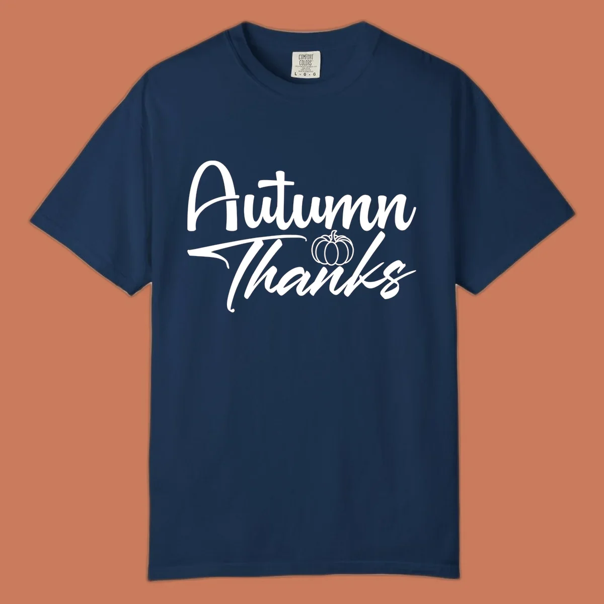 Autumn Thanks script text with a pumpkin illustration, autumn-thanks-pumpkin design.