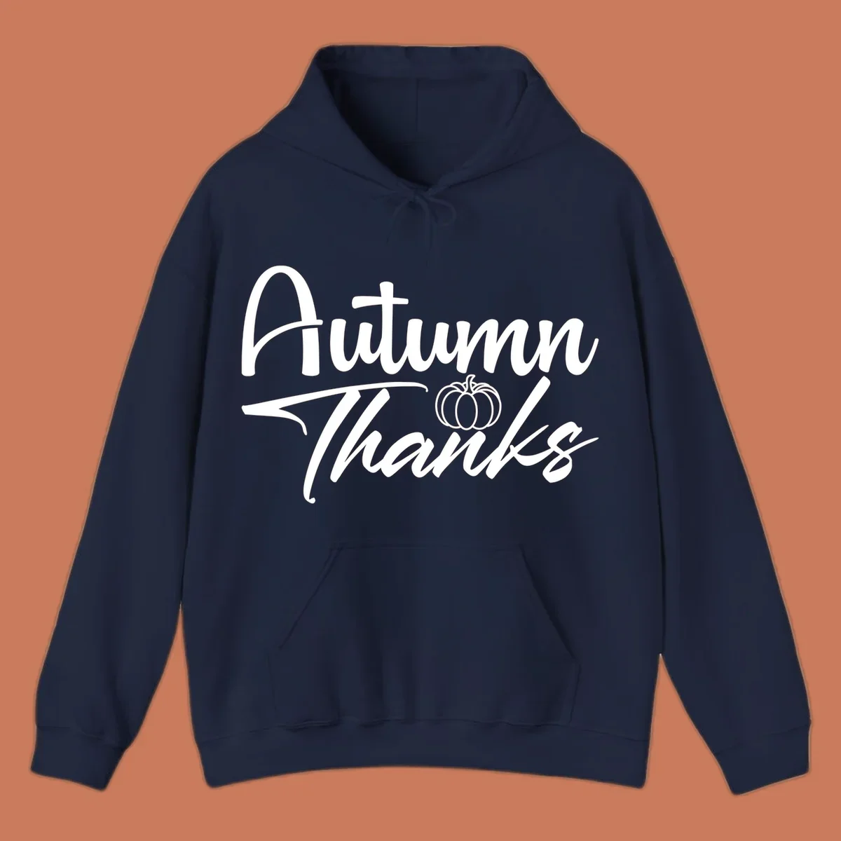 Autumn Thanks script text with a pumpkin illustration, autumn-thanks-pumpkin design.