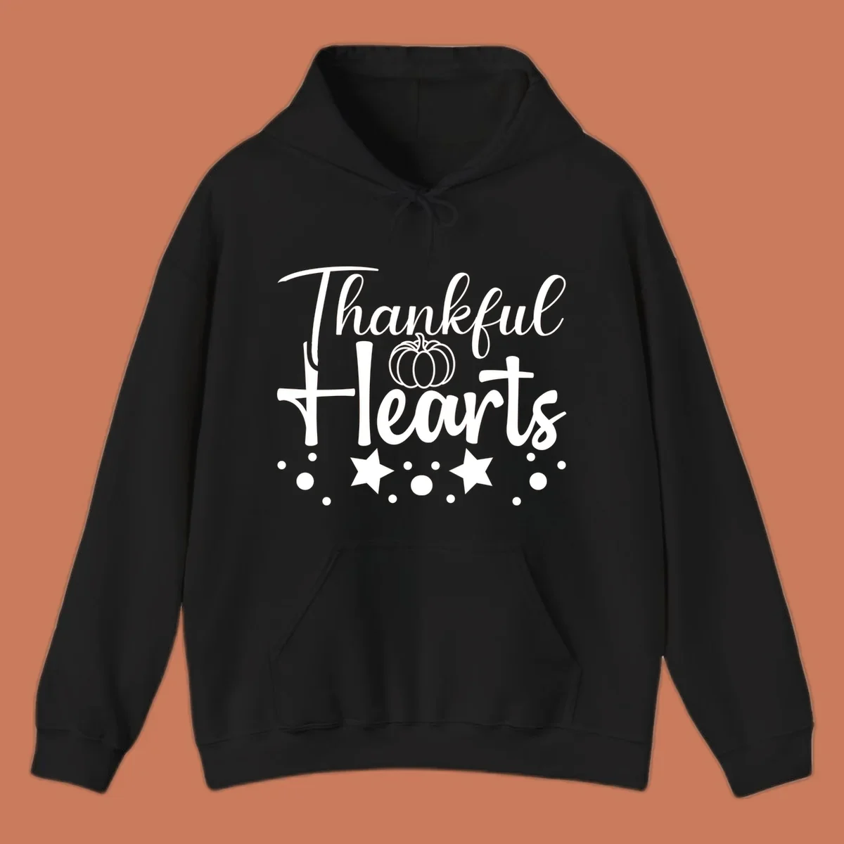 Thankful Hearts fall design with pumpkin and stars.