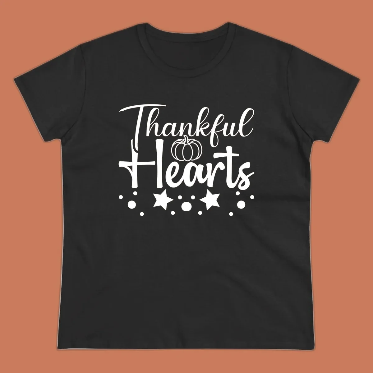 Thankful Hearts fall design with pumpkin and stars.