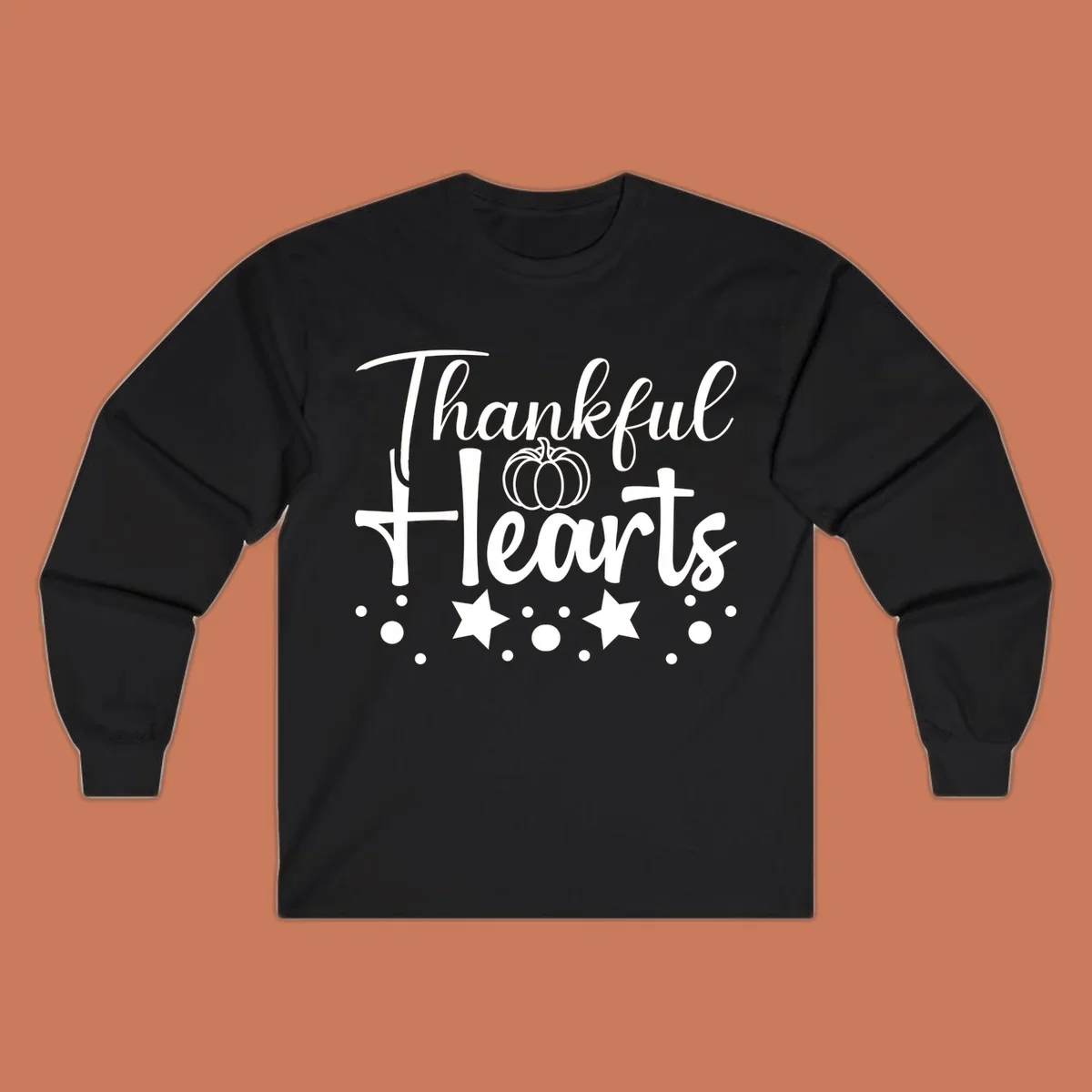 Thankful Hearts fall design with pumpkin and stars.