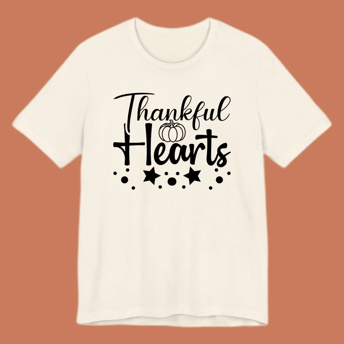 Thankful Hearts fall design with pumpkin and stars.