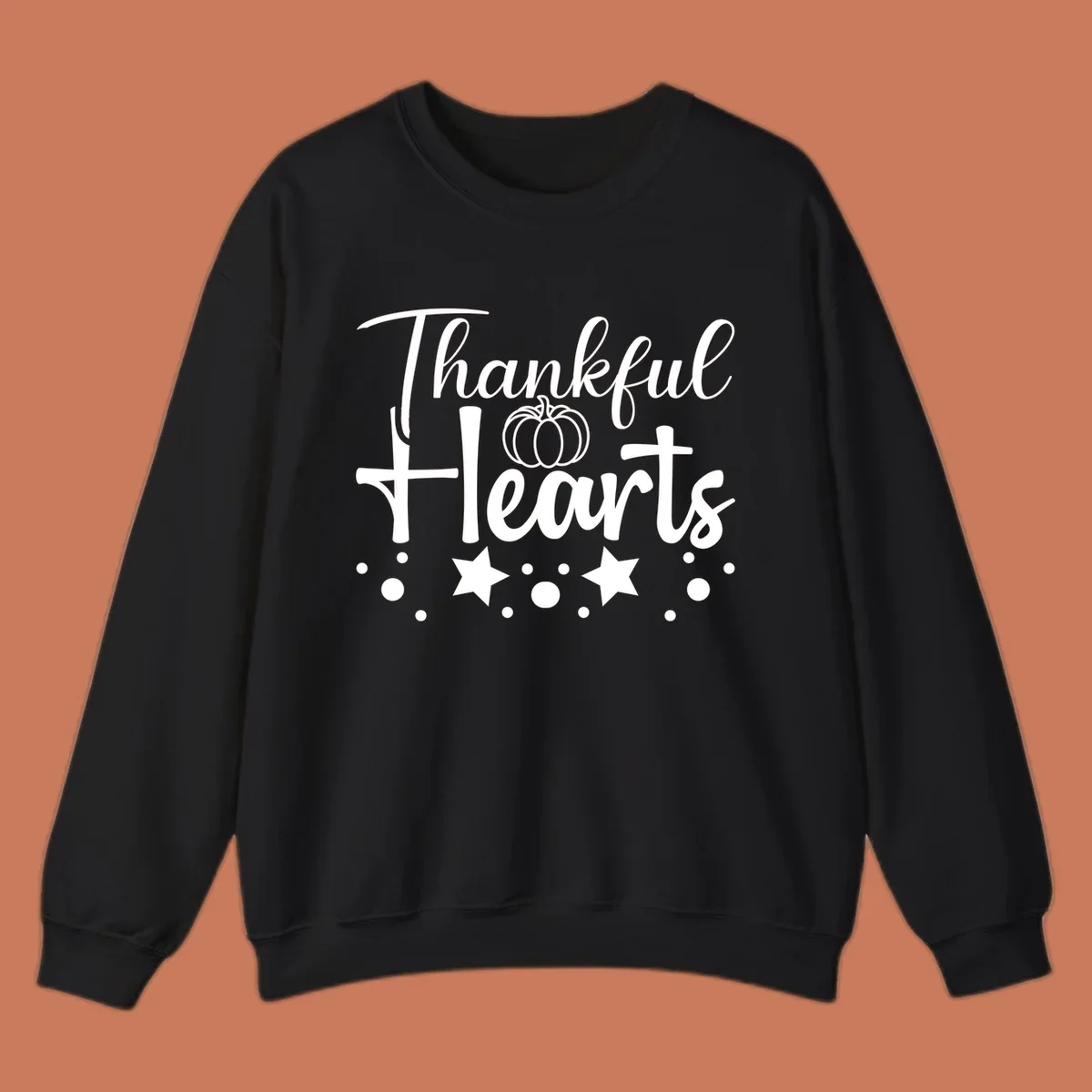 Thankful Hearts fall design with pumpkin and stars.
