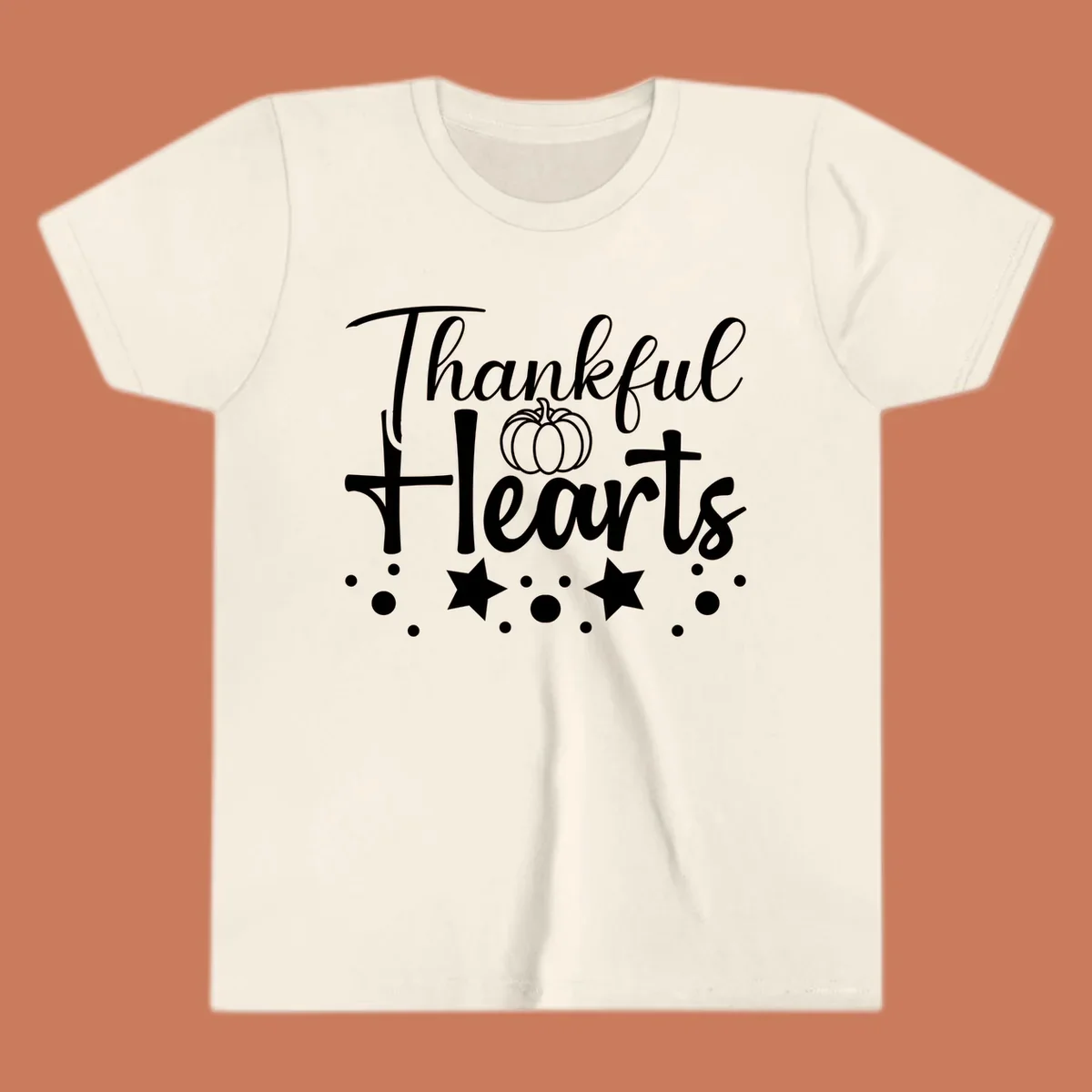 Thankful Hearts fall design with pumpkin and stars.