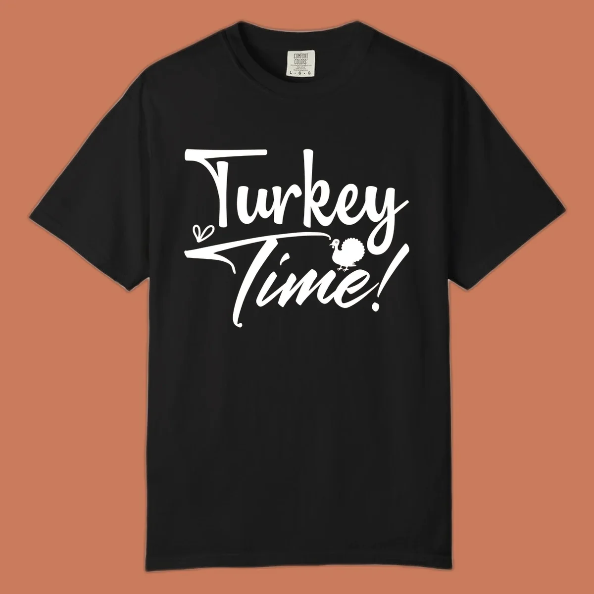 Turkey Time! graphic with heart and turkey illustration