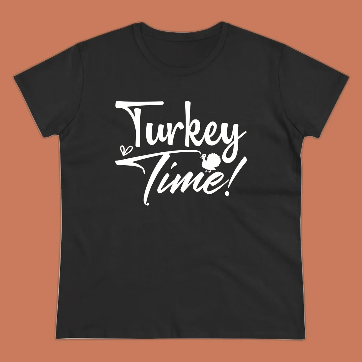 Turkey Time! graphic with heart and turkey illustration