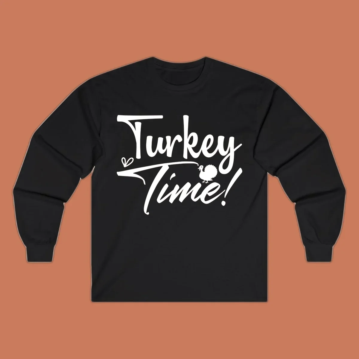 Turkey Time! graphic with heart and turkey illustration