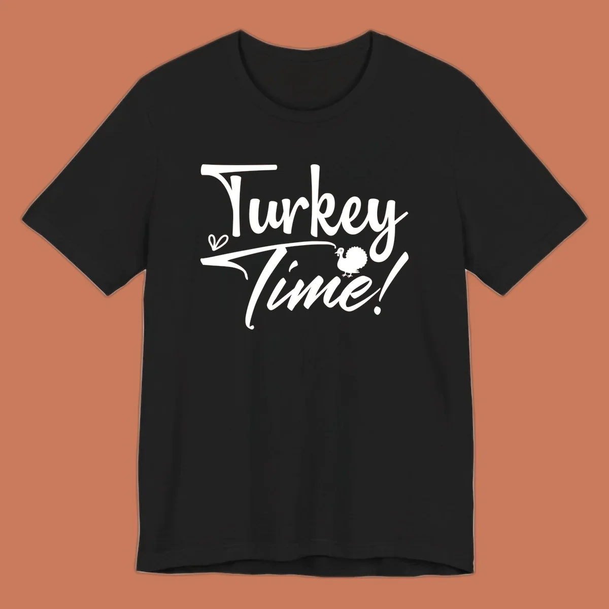 Turkey Time! graphic with heart and turkey illustration