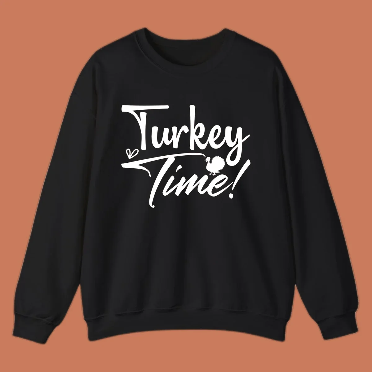 Turkey Time! graphic with heart and turkey illustration
