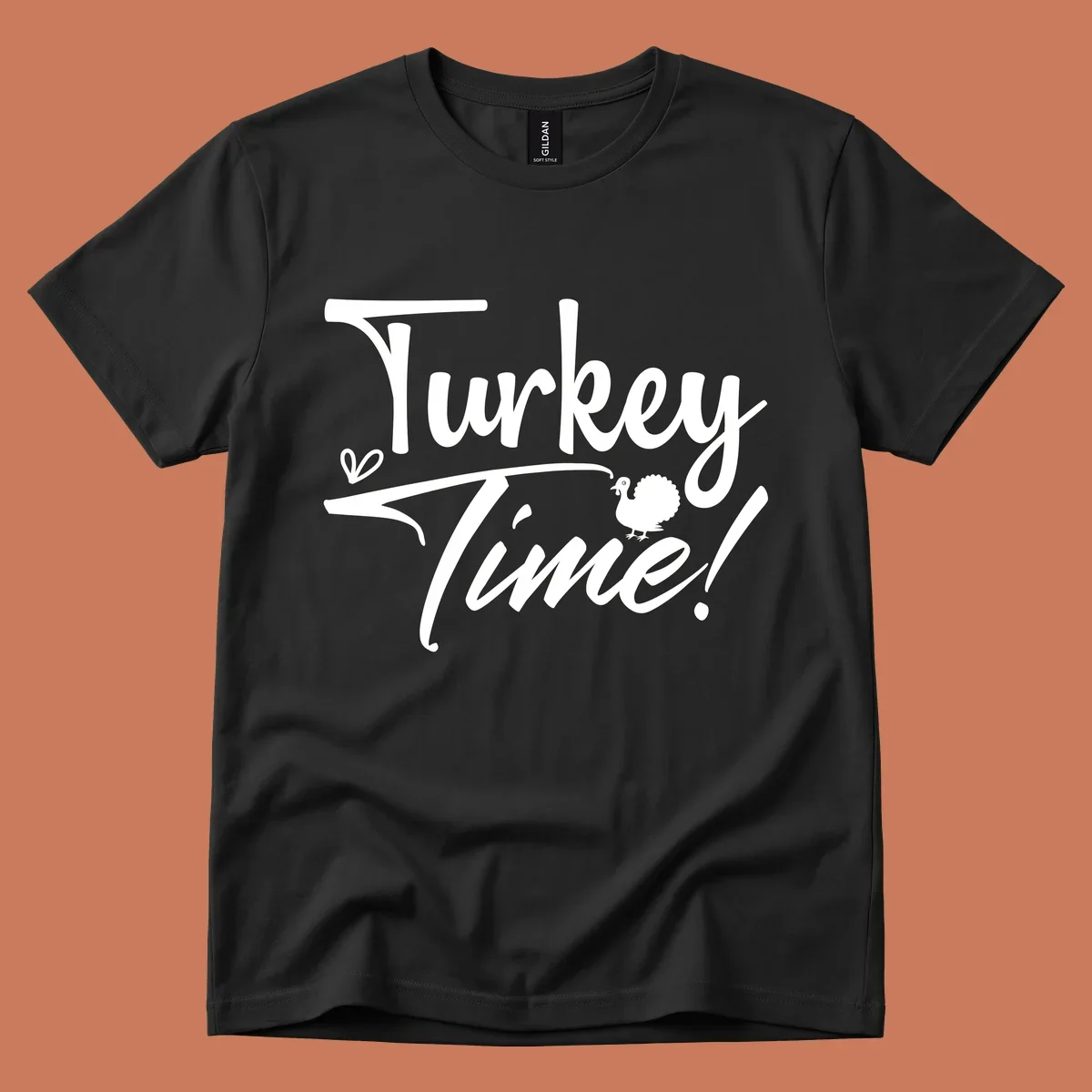 Turkey Time! graphic with heart and turkey illustration