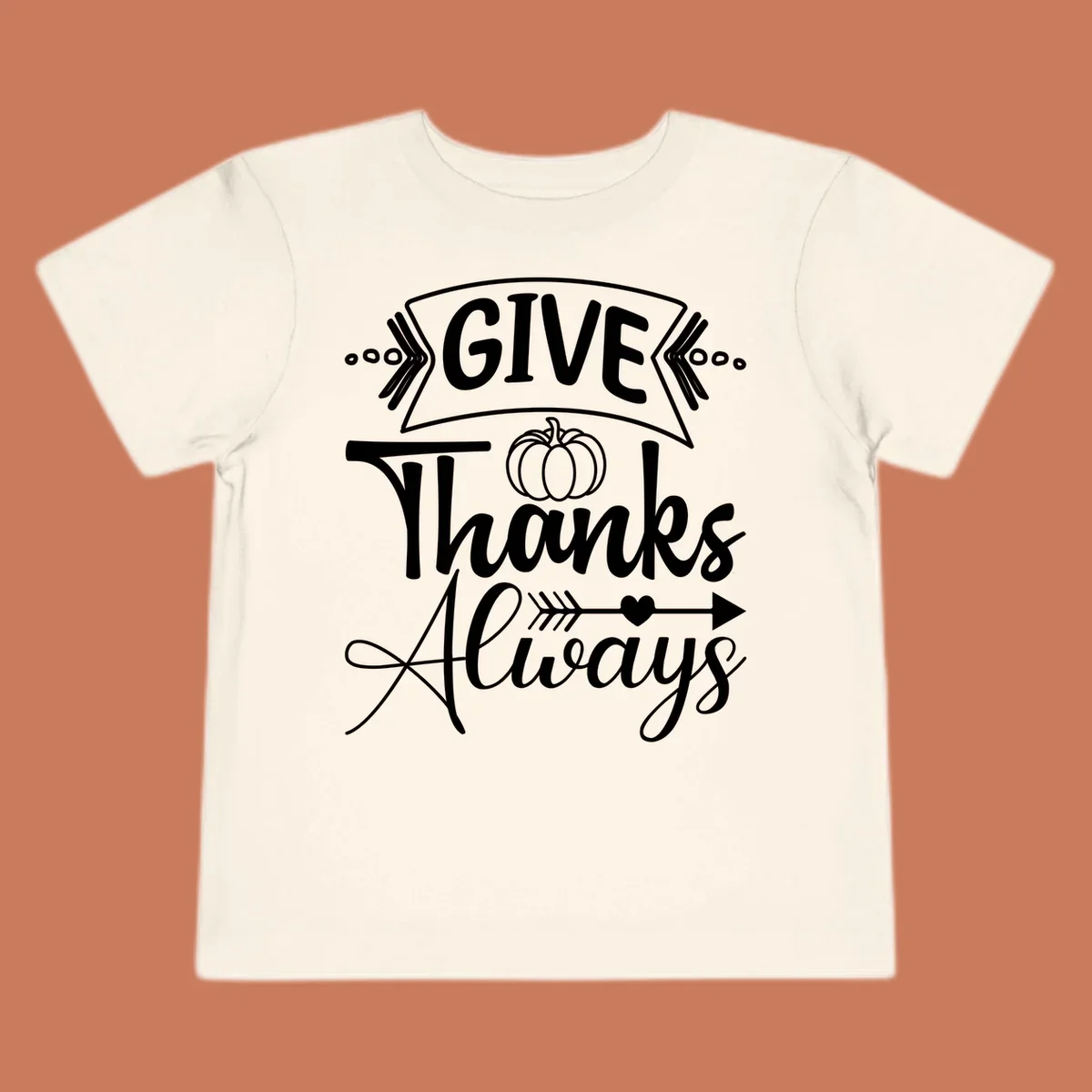 Give Thanks Always typography with pumpkin and heart graphic