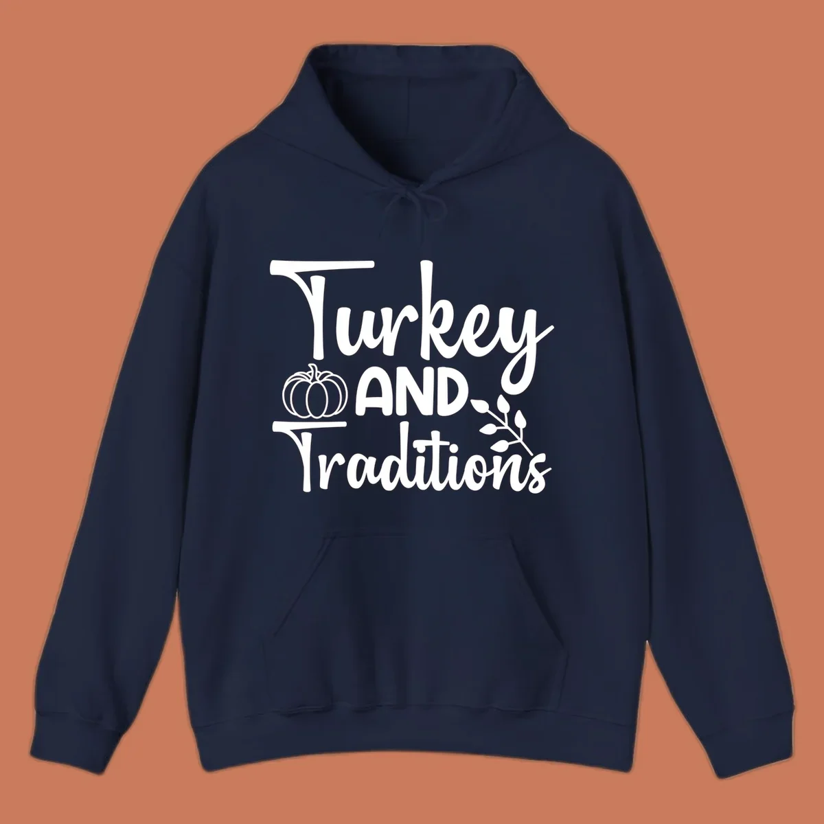 Thanksgiving traditions text and illustrations with pumpkin and leaves.